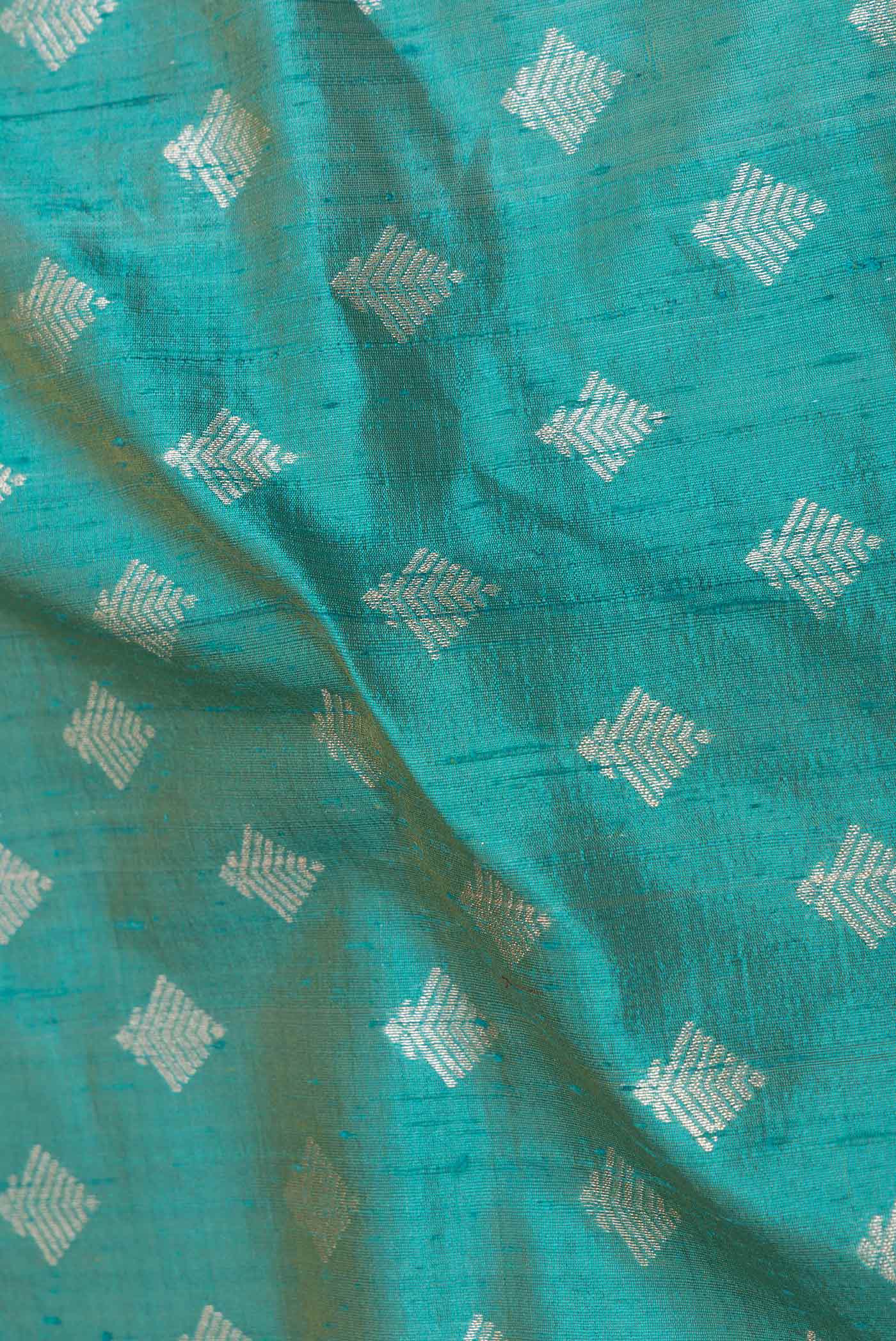 Sky Blue Dual Tone Raw Silk Saree - Image 2