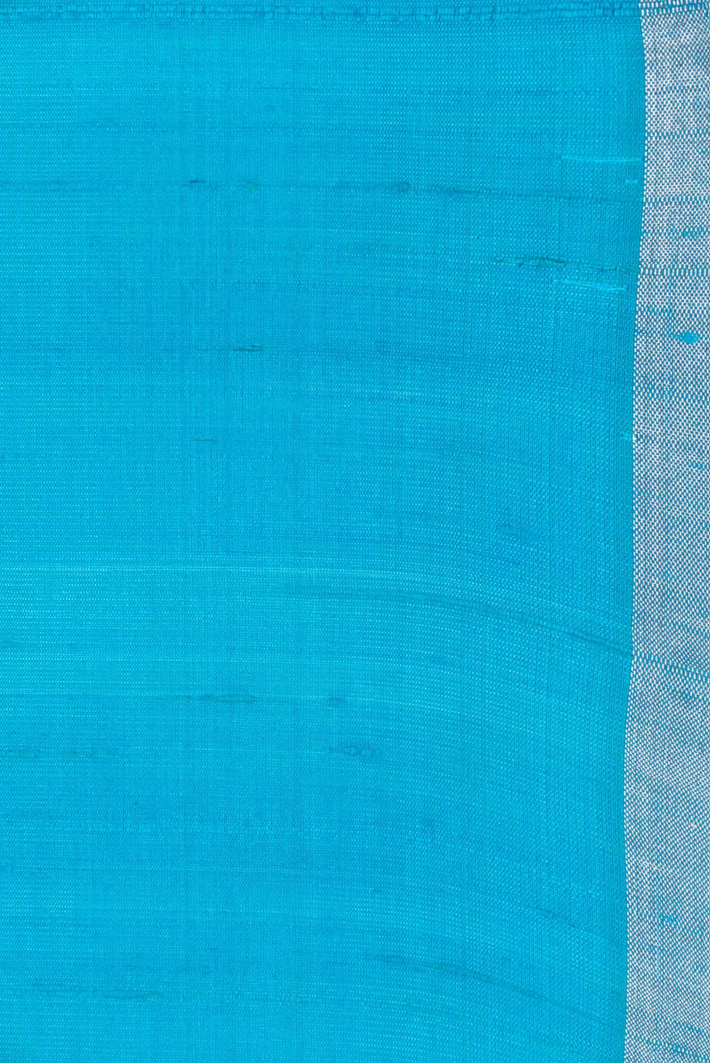 Sky Blue Dual Tone Raw Silk Saree - Image 3