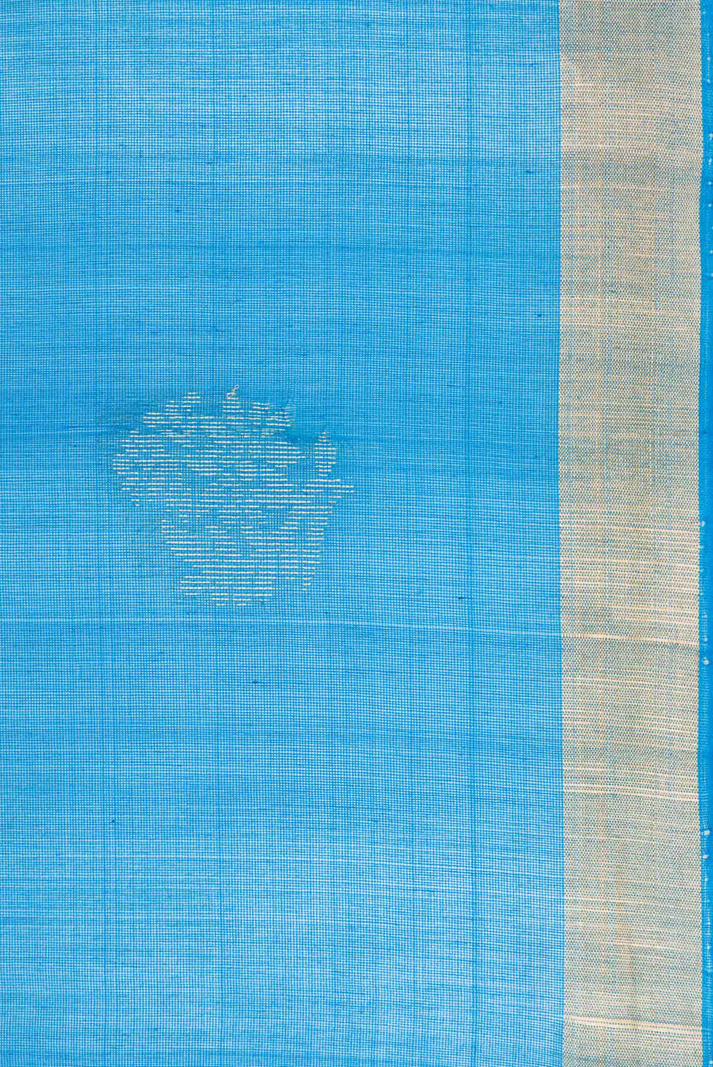 Sky Blue Silk Cotton Saree - Image 3