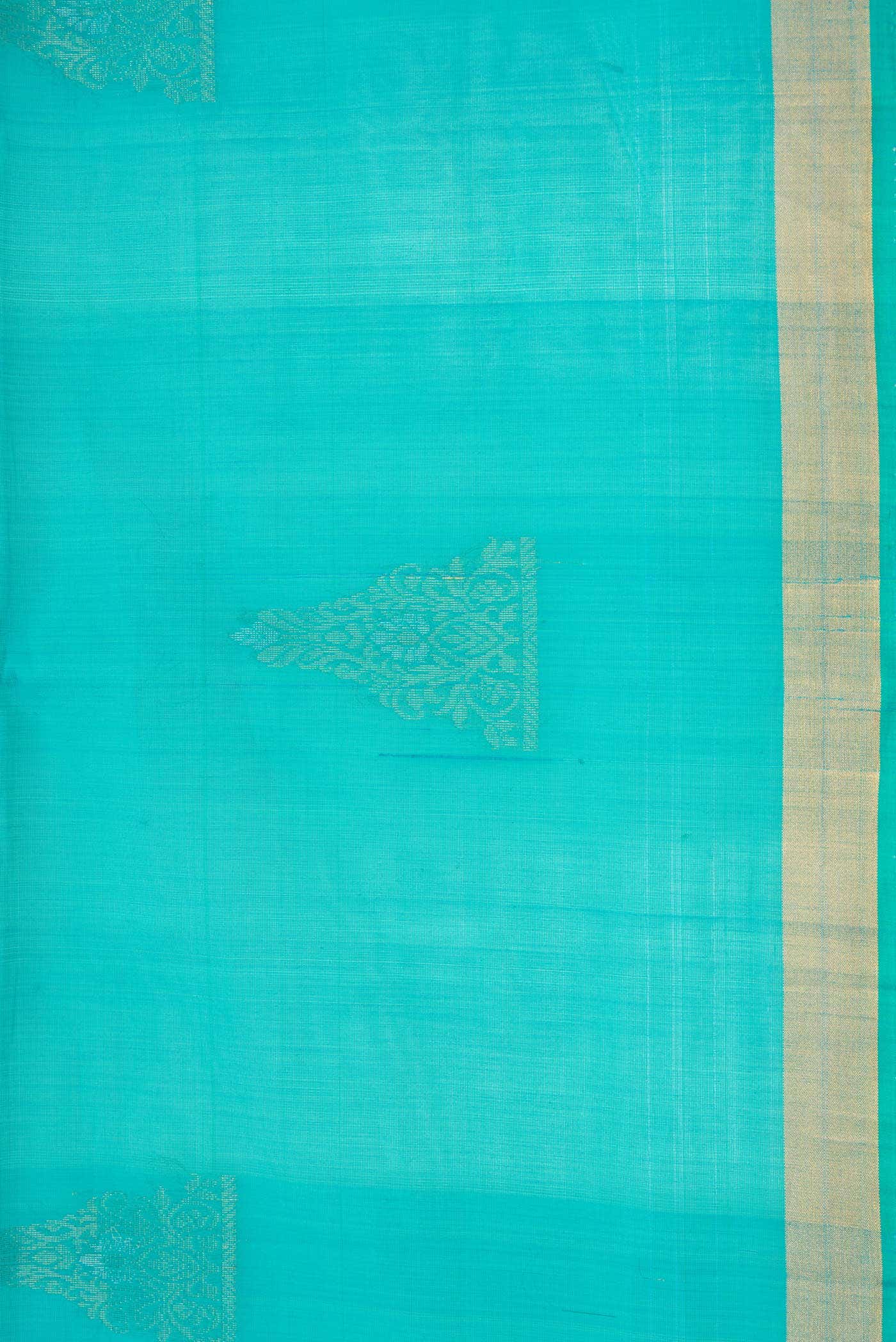 Sky Blue Dual Tone Silk Cotton Saree - Image 3