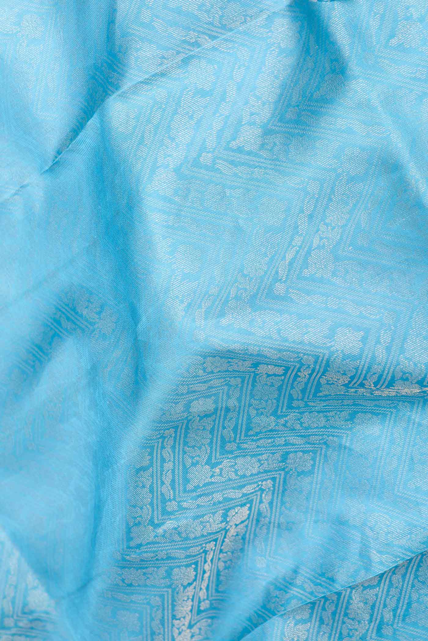 Sky Blue Dual Tone Soft Silk Saree - Image 2