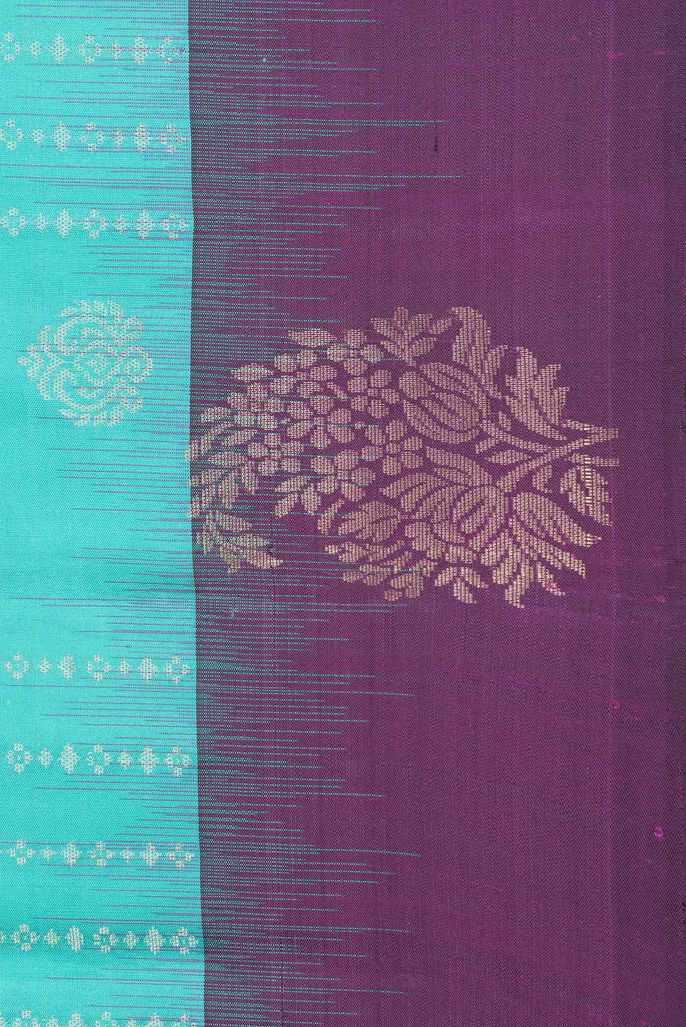 Sky Blue Dual Tone Soft Silk Saree - Image 3
