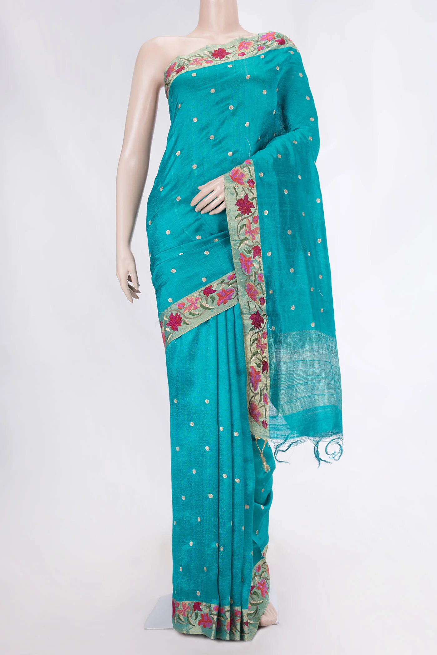 Sky Blue Dual Tone Tussar Saree