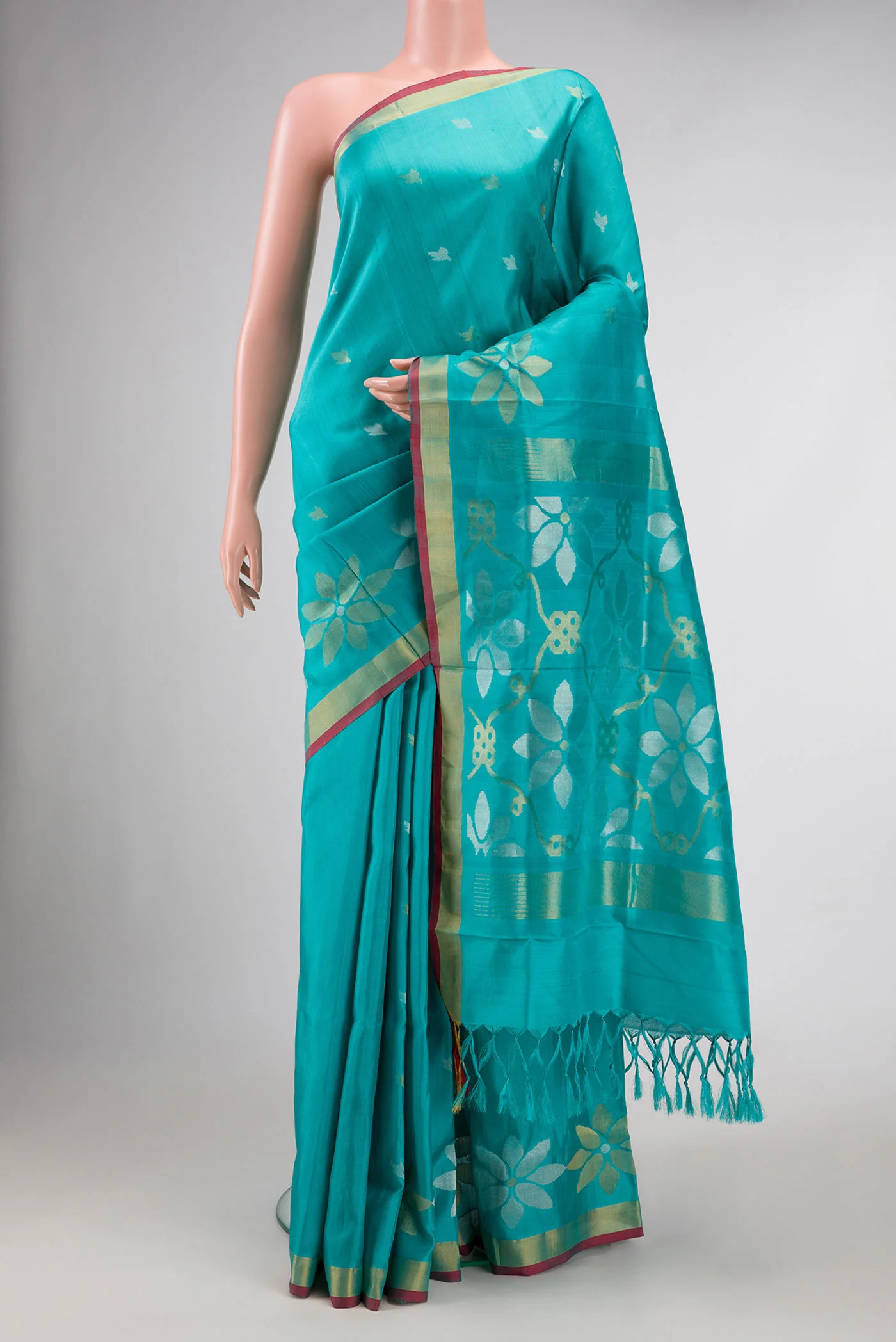 Sky Blue Dual Tone Uppada Silk Saree