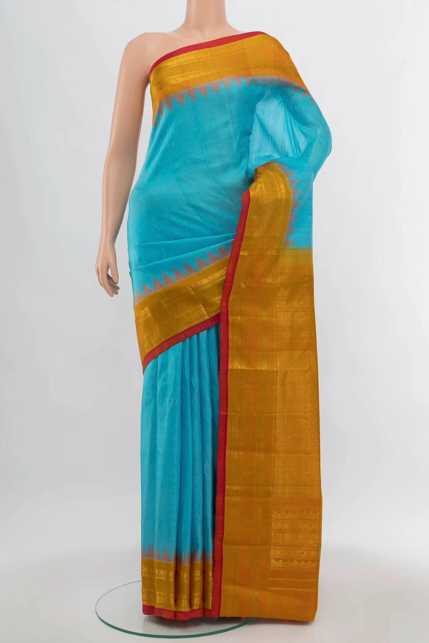 Sky Blue Gadwal Silk Saree