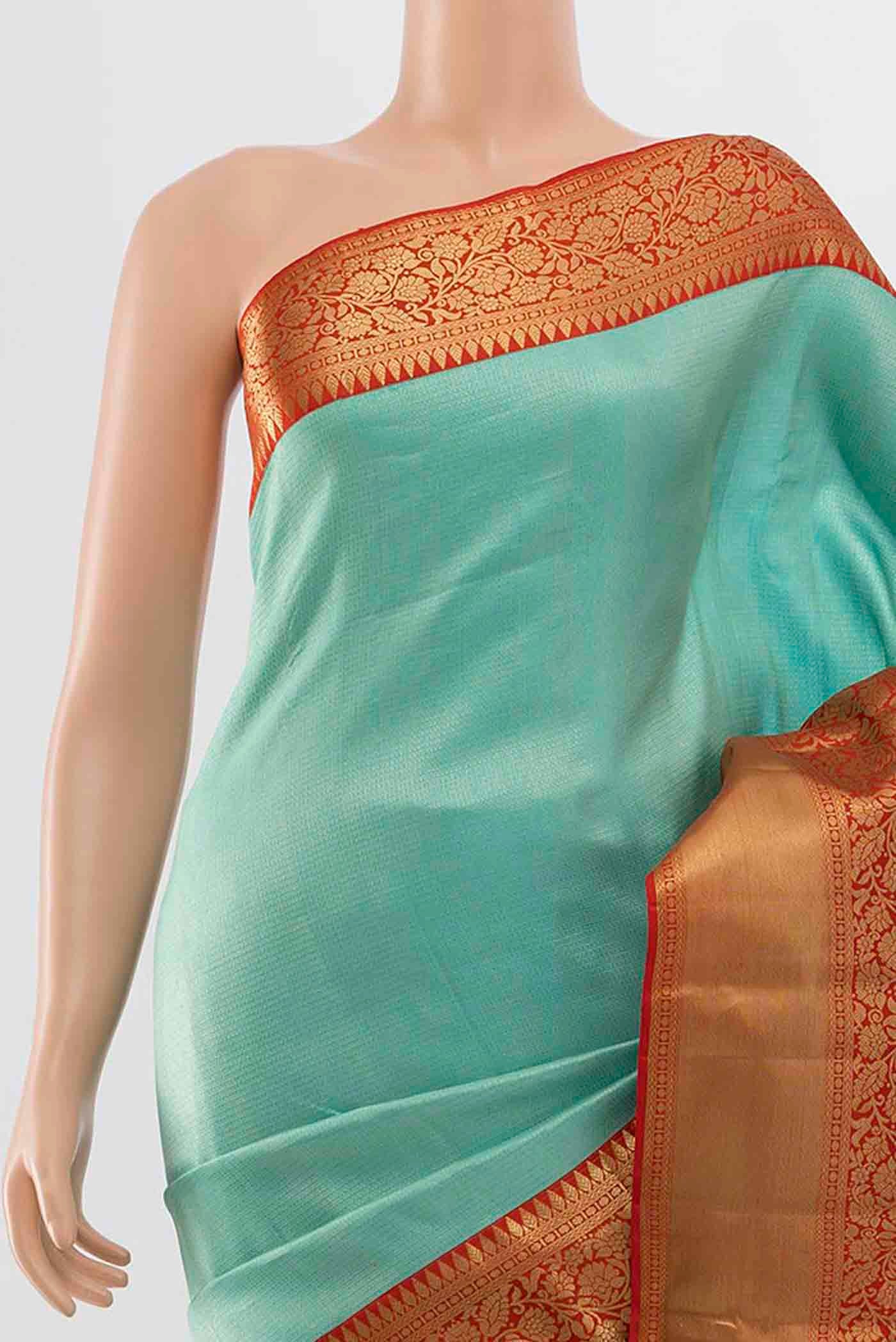 Sky Blue Kanjivaram Silk Saree - Image 2