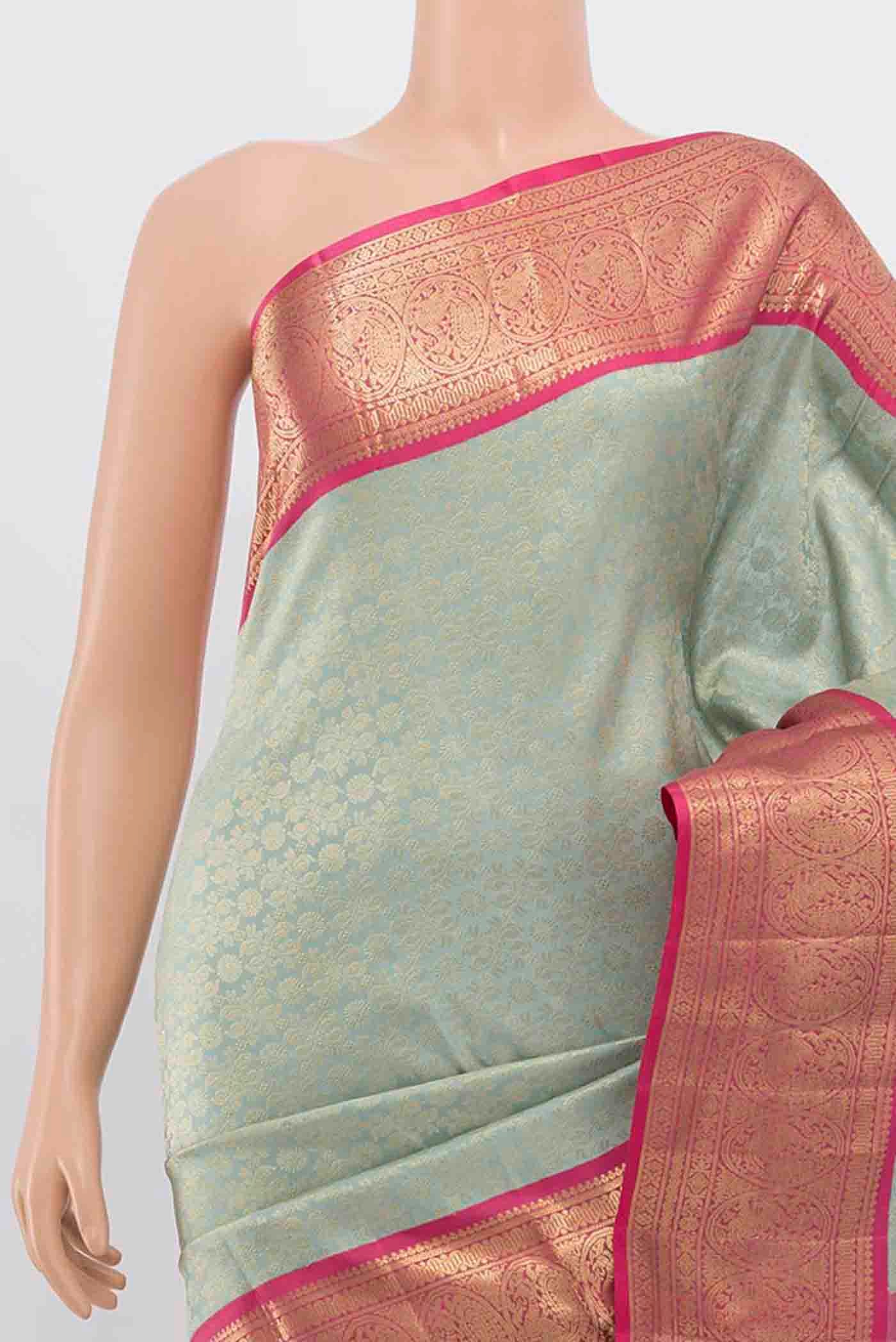 Light Blue Kanchipuram Silk Saree - Image 2