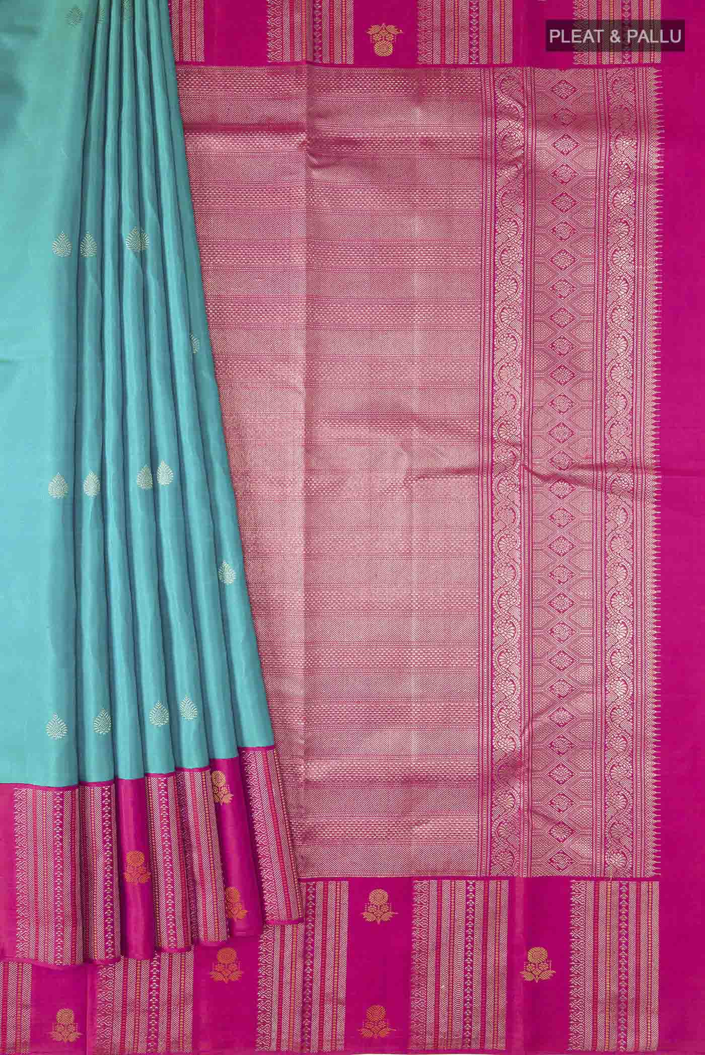 Sky Blue Kanjivaram Silk Saree - Image 4