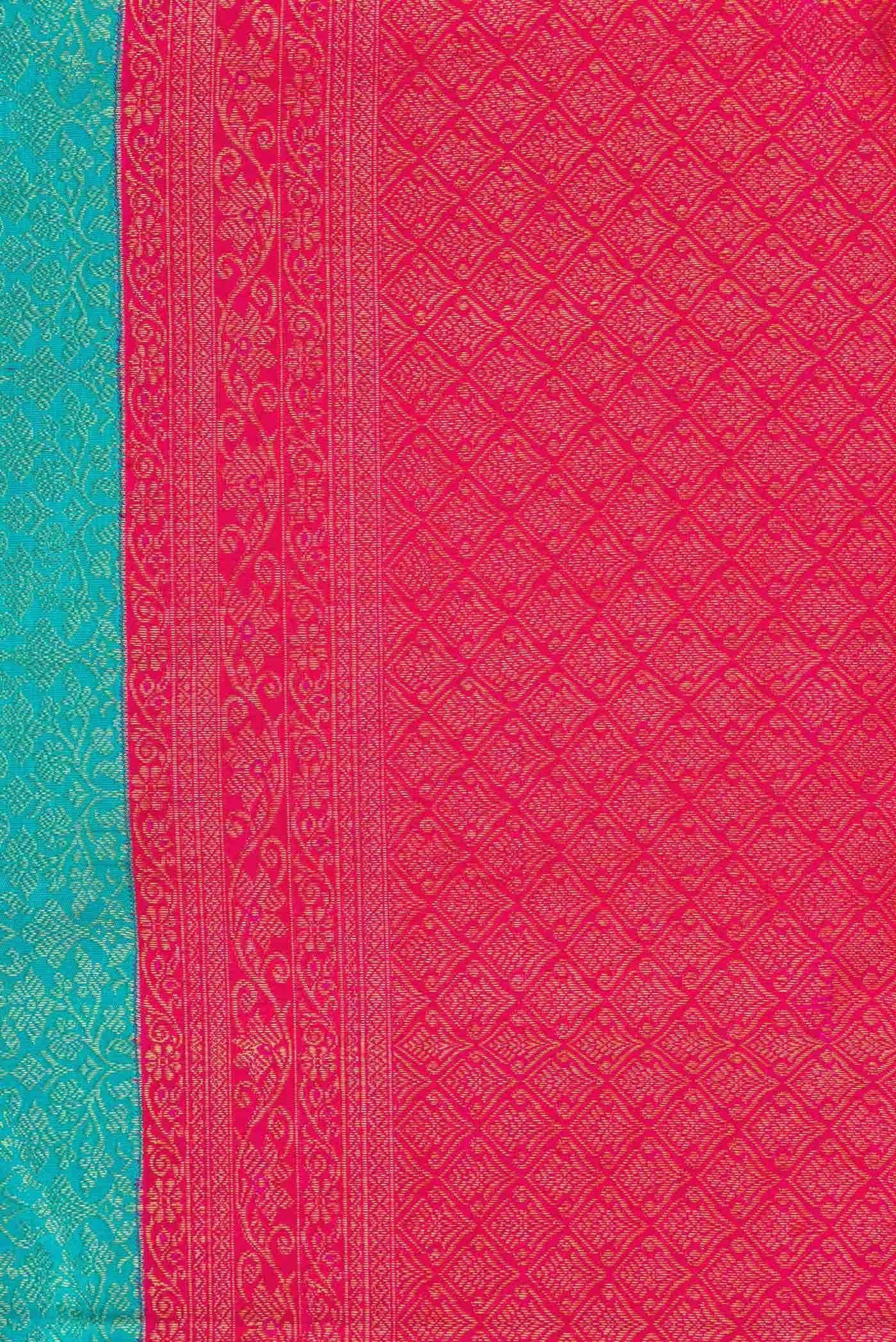 Pure Silk Pure Zari Sky Blue Kanjivaram Saree - Image 6