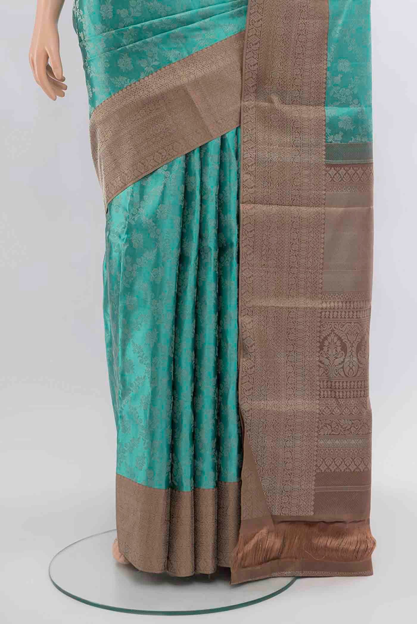 Sky Blue Kanjivaram Silk Saree - Image 3