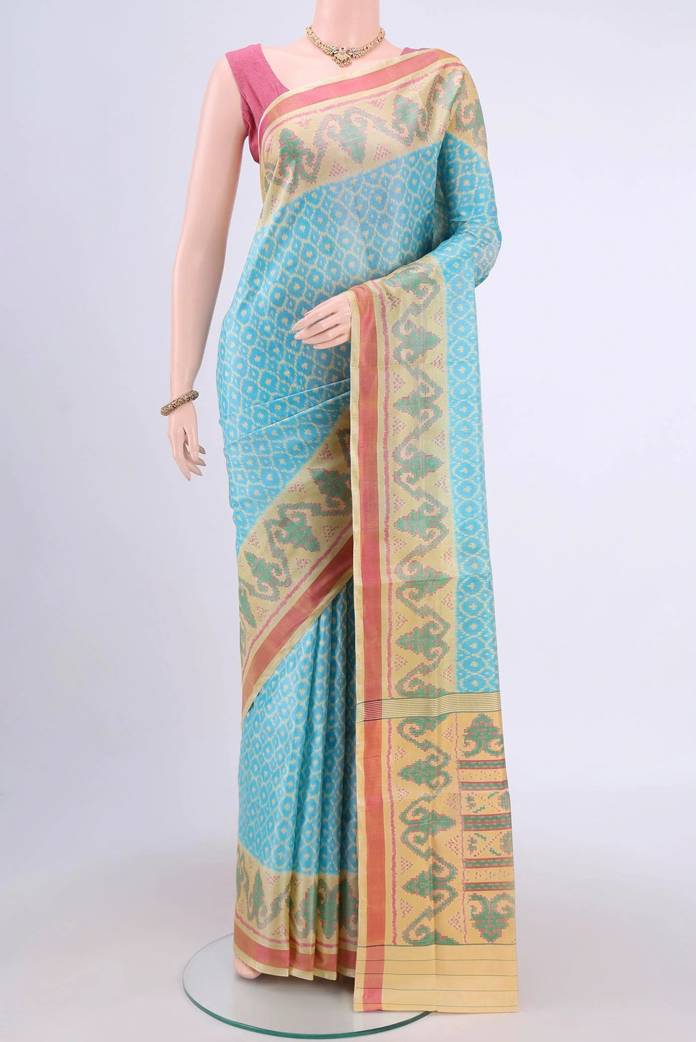 Sky Blue Rajkot Patola Silk Saree