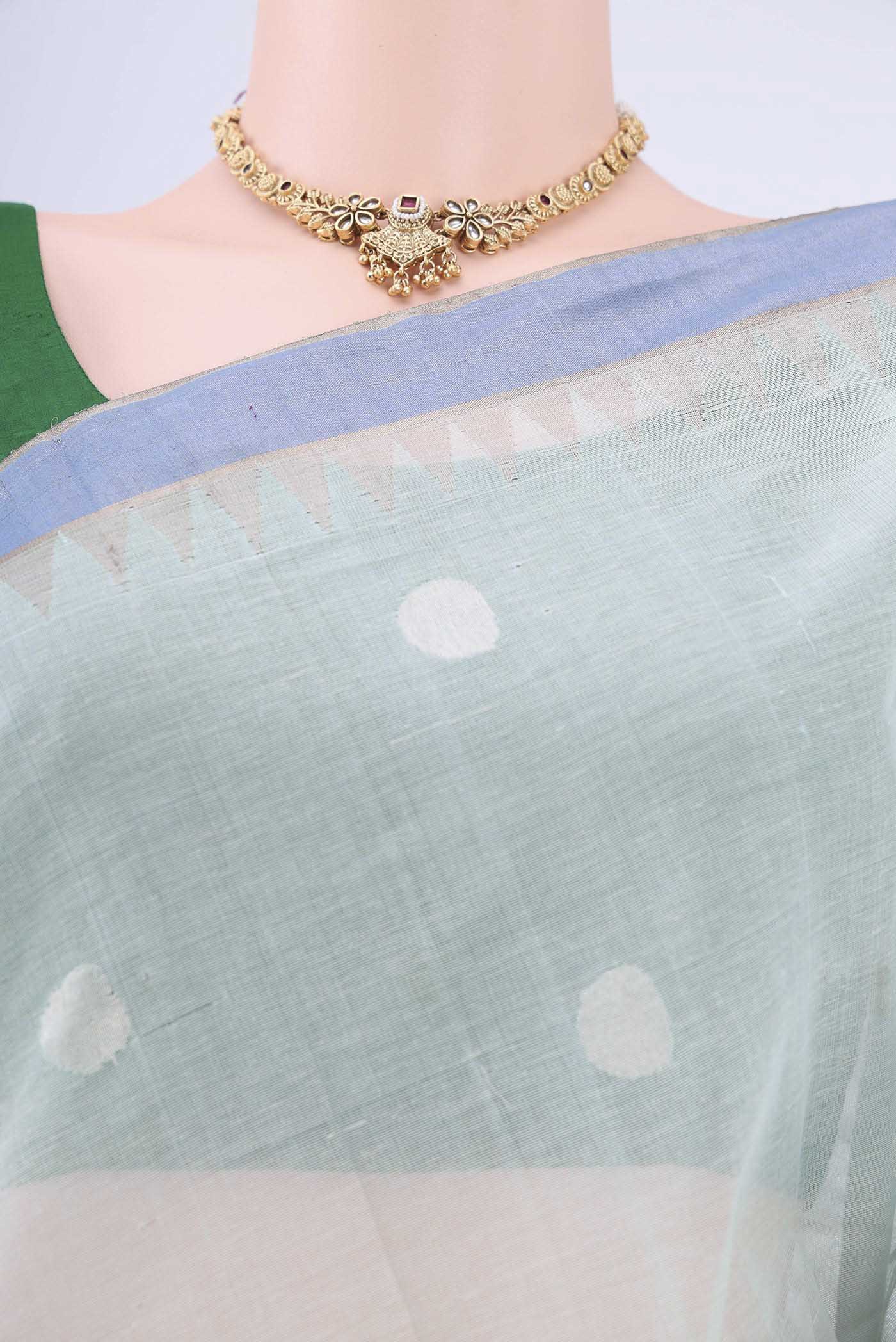 Sky Blue Uppada Cotton Saree - Image 2