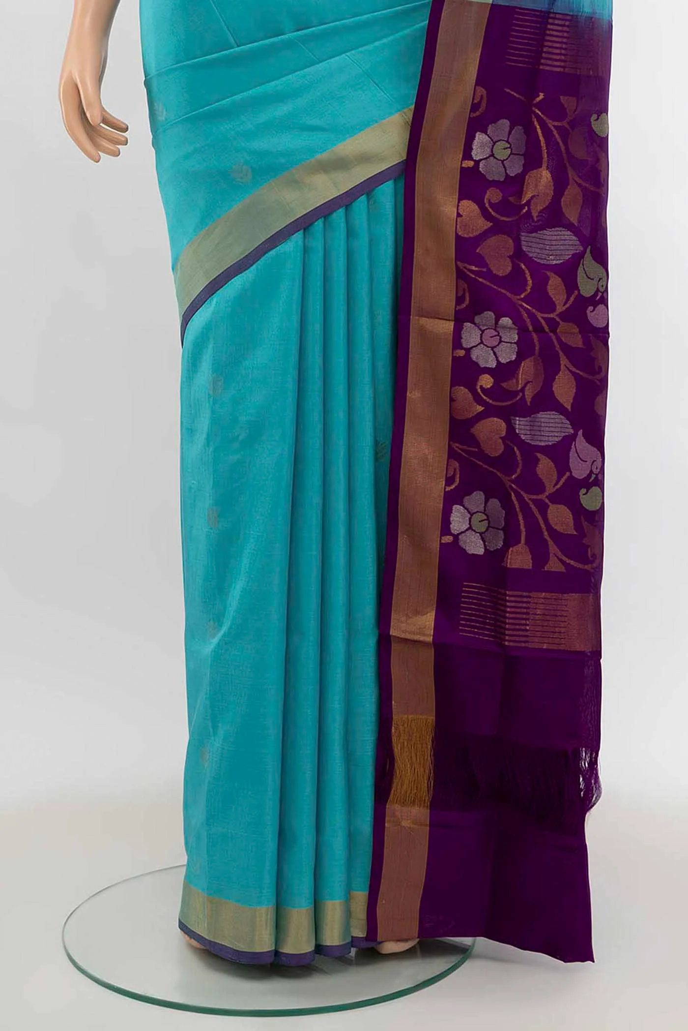 Sky Blue Uppada Silk Saree - Image 3