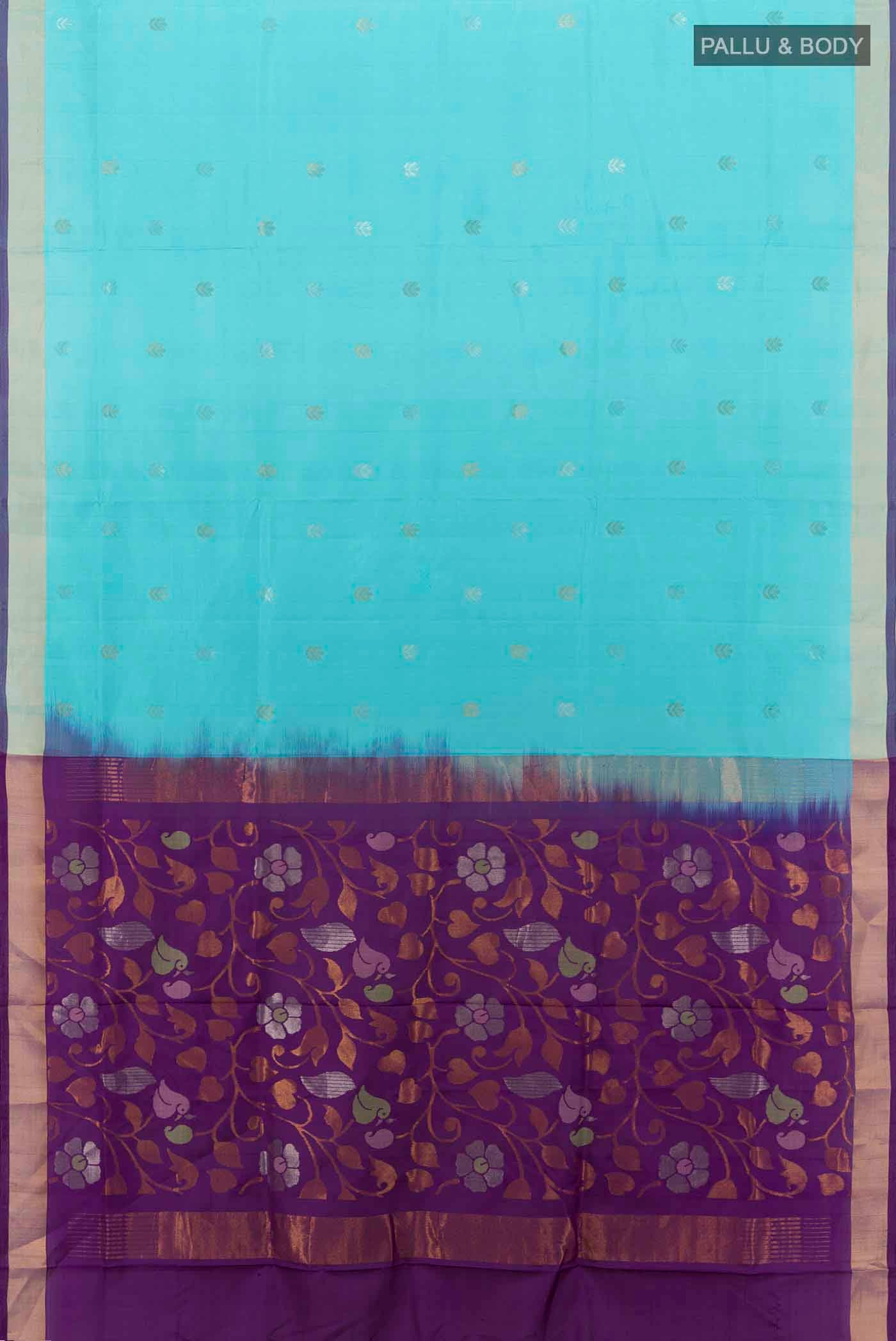 Sky Blue Uppada Silk Saree - Image 5