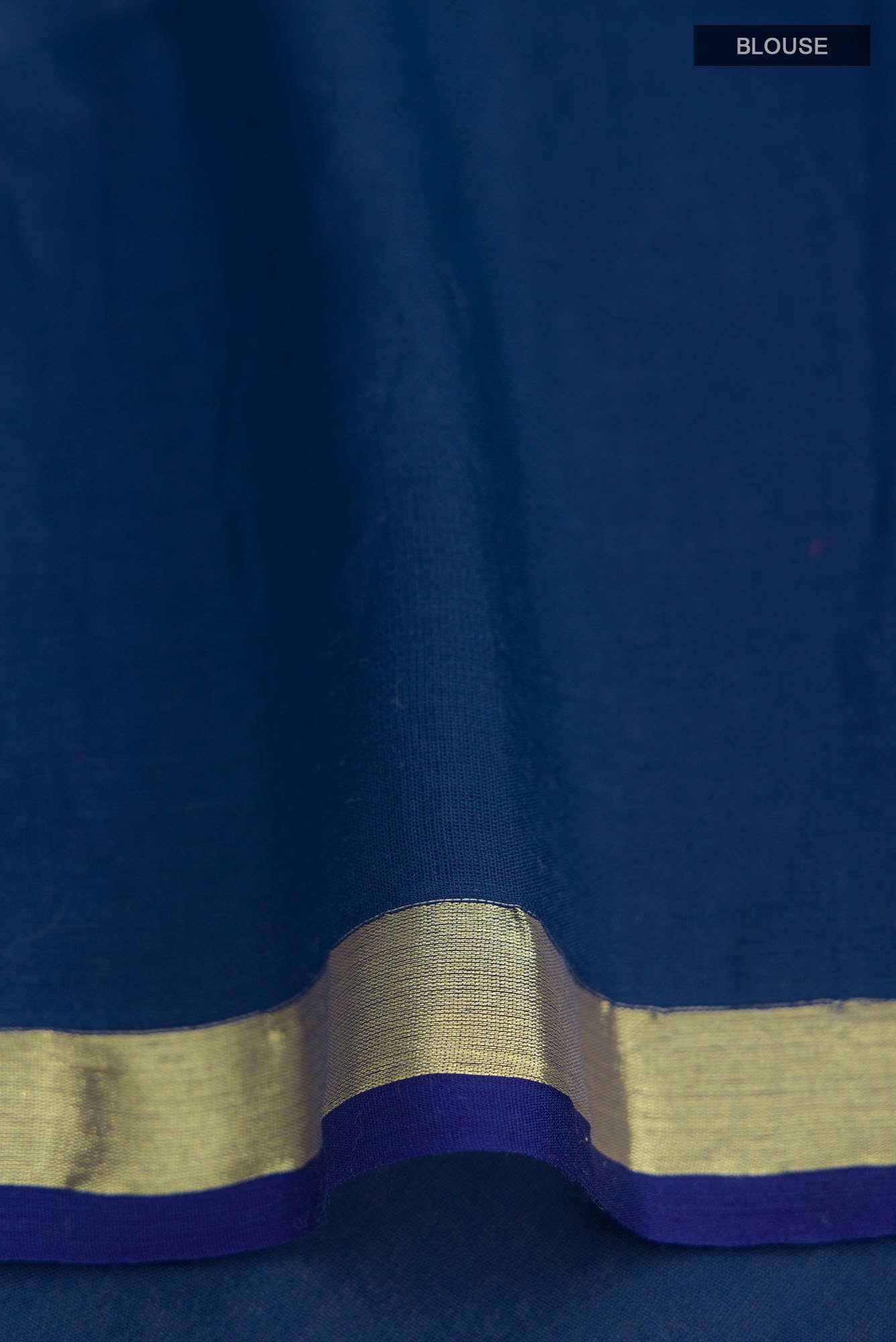 Suchitra-Dark Blue Bengal Cotton Saree - Image 6