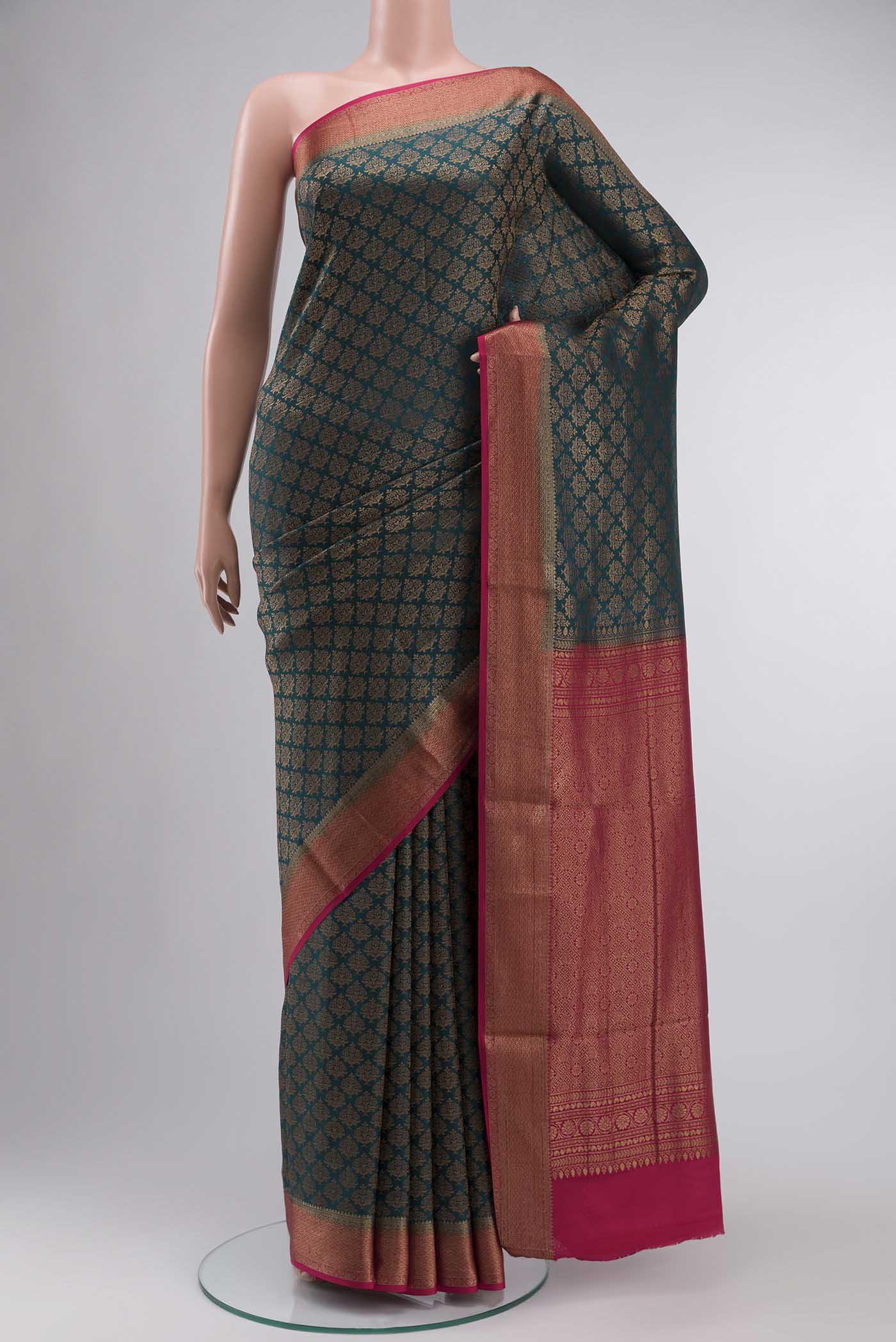 Teal Mysore Crepe Saree