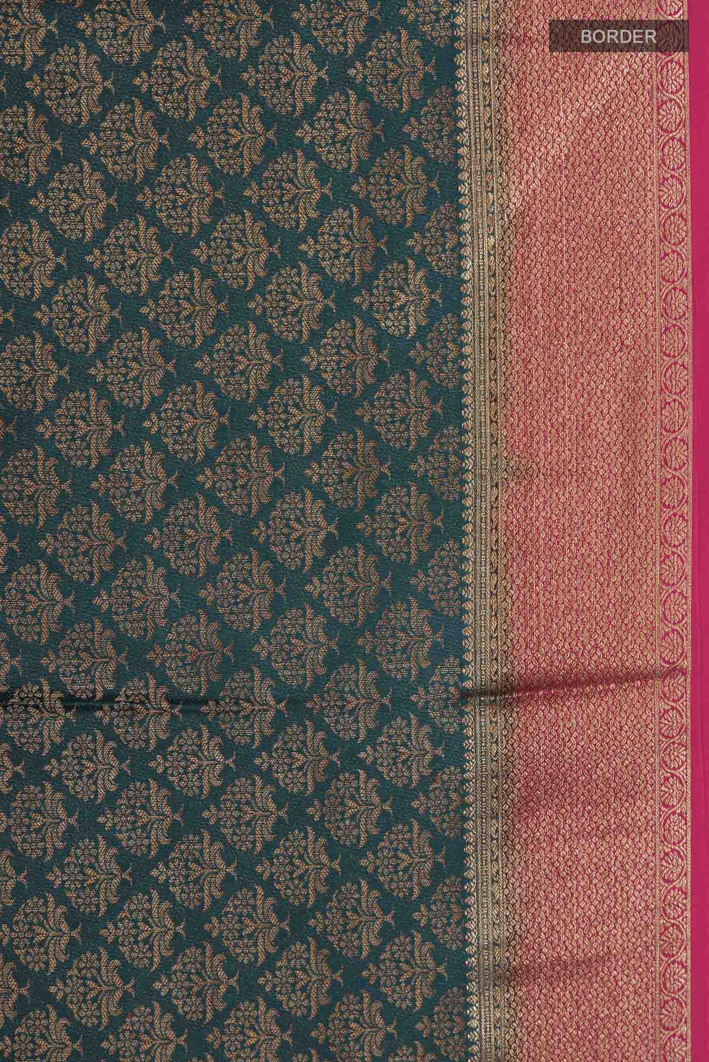 Teal Mysore Crepe Saree - Image 3