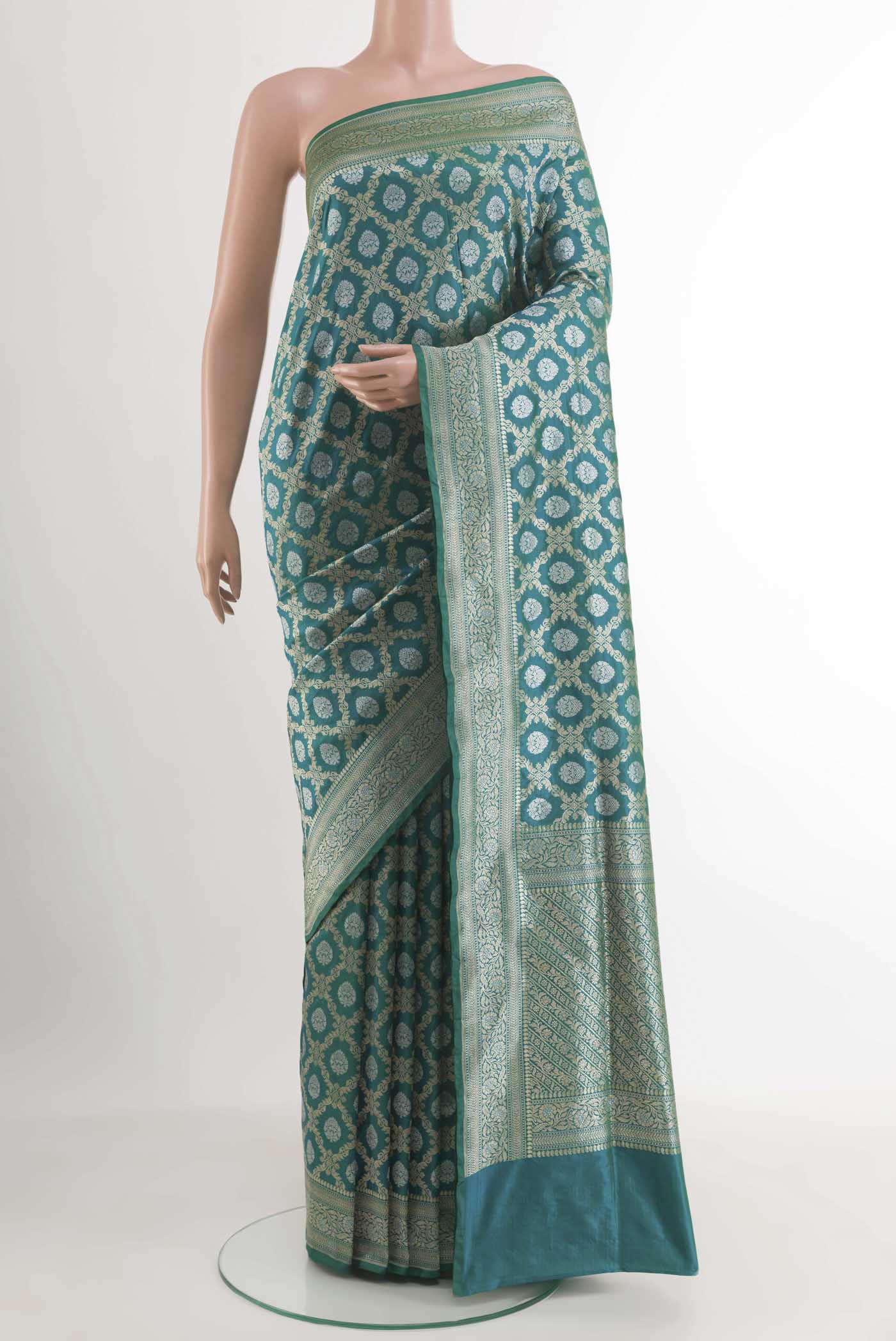 Teal Banarasi Silk Saree
