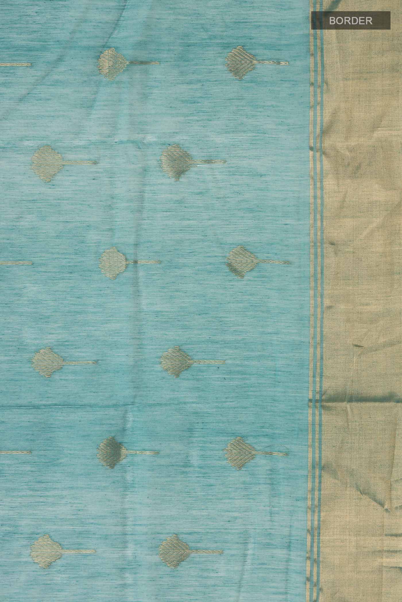 Teal Chanderi Silk Cotton Saree - Image 3