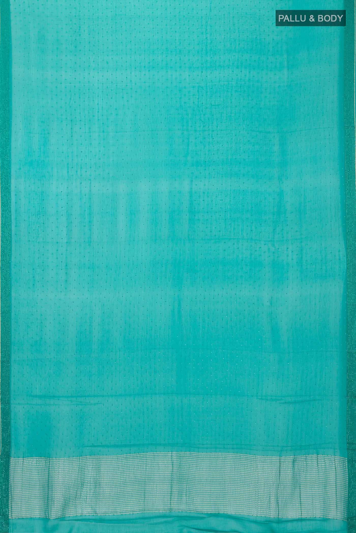 Teal Mysore Chiffon Saree - Image 3
