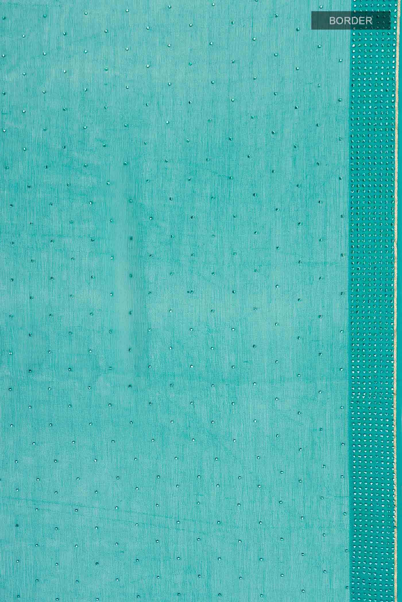 Teal Mysore Chiffon Saree - Image 4