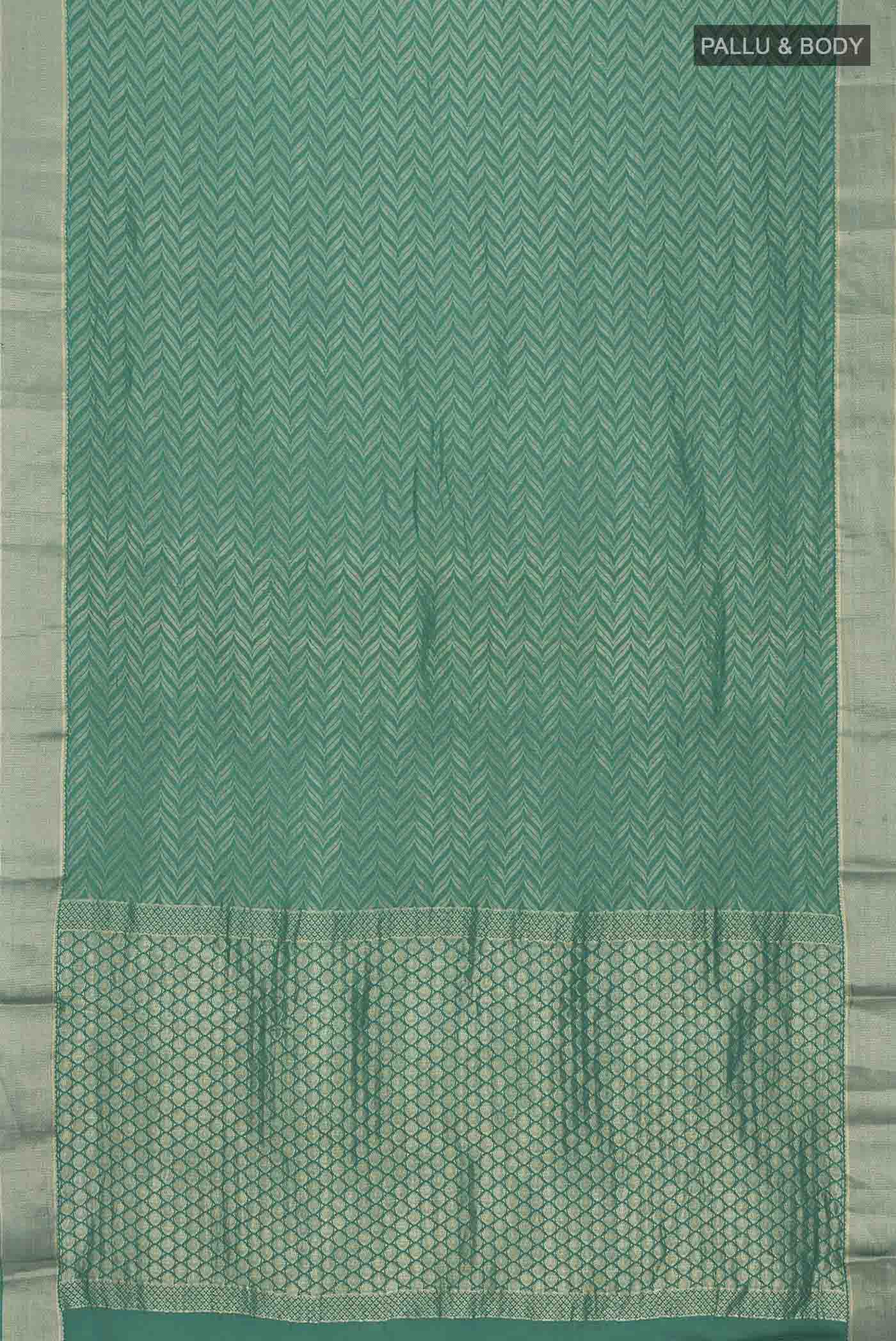 Teal Mysore Crepe Saree - Image 5