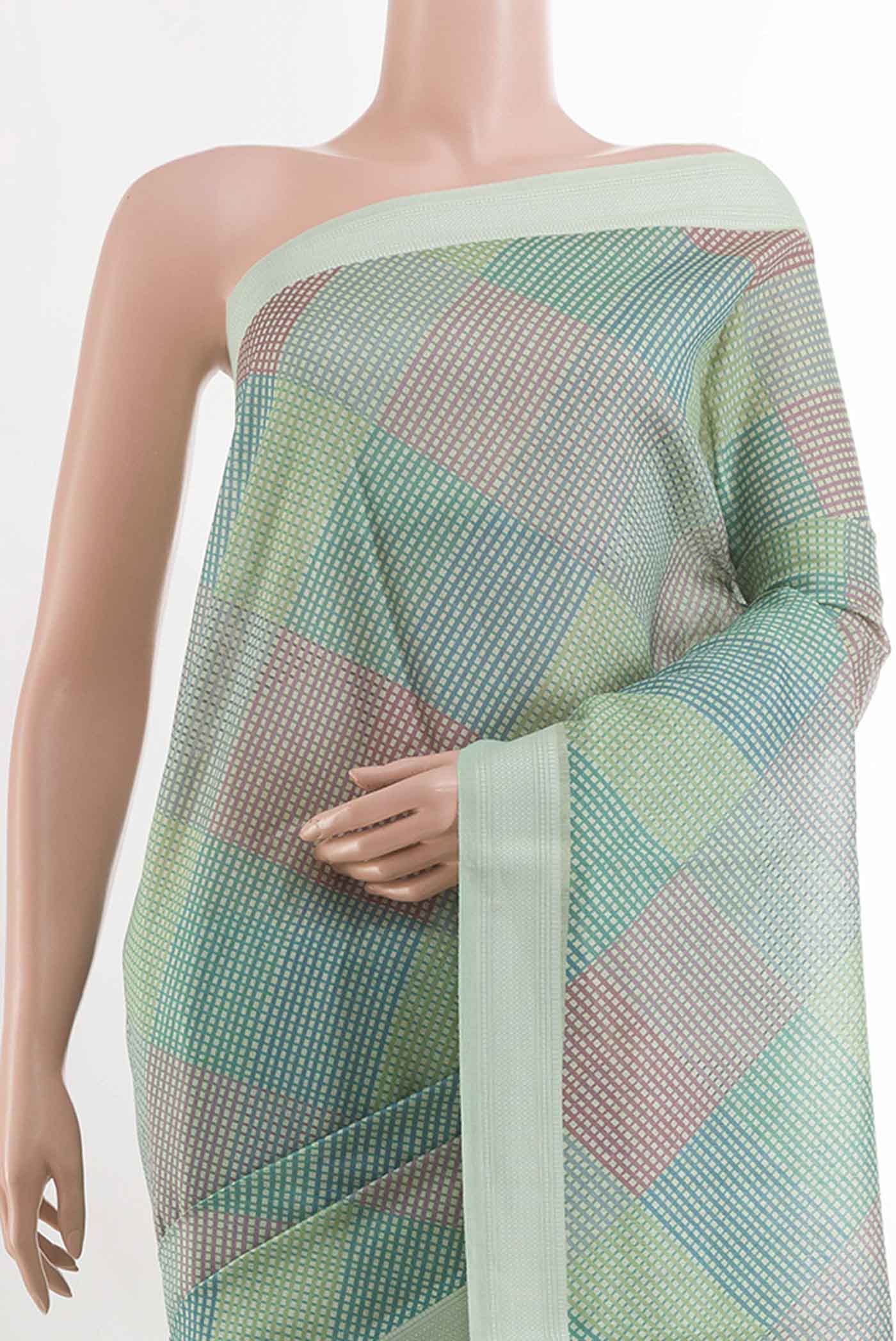 Teal Tussar Saree - Image 2
