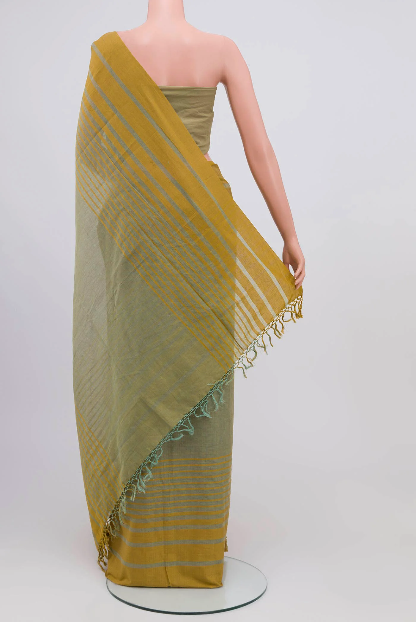 Titli-Olive Green Cotton Saree - Image 4
