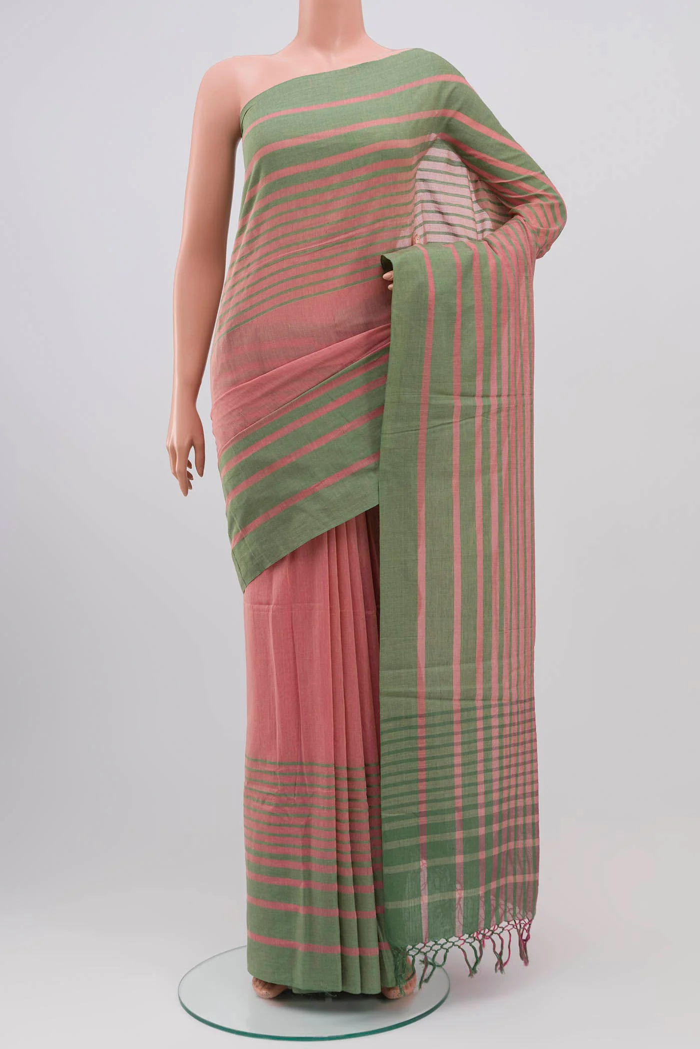 Titli-Peach Cotton Saree