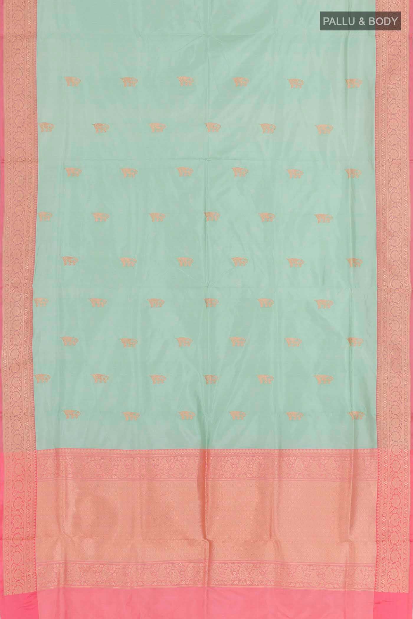 Light Blue Banarasi Katan Silk Saree - Image 3