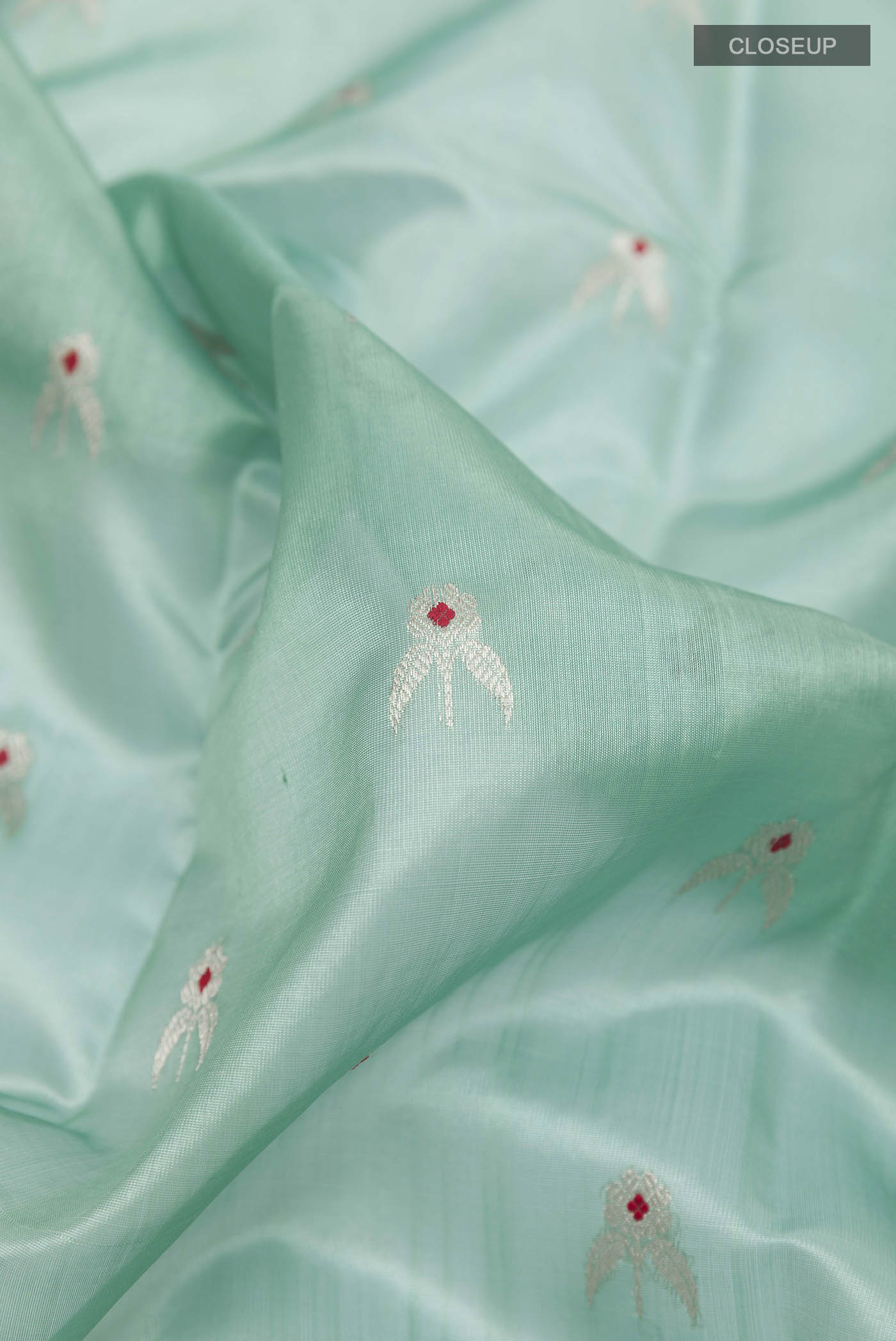 Turquoise Chanderi Silk Saree - Image 2