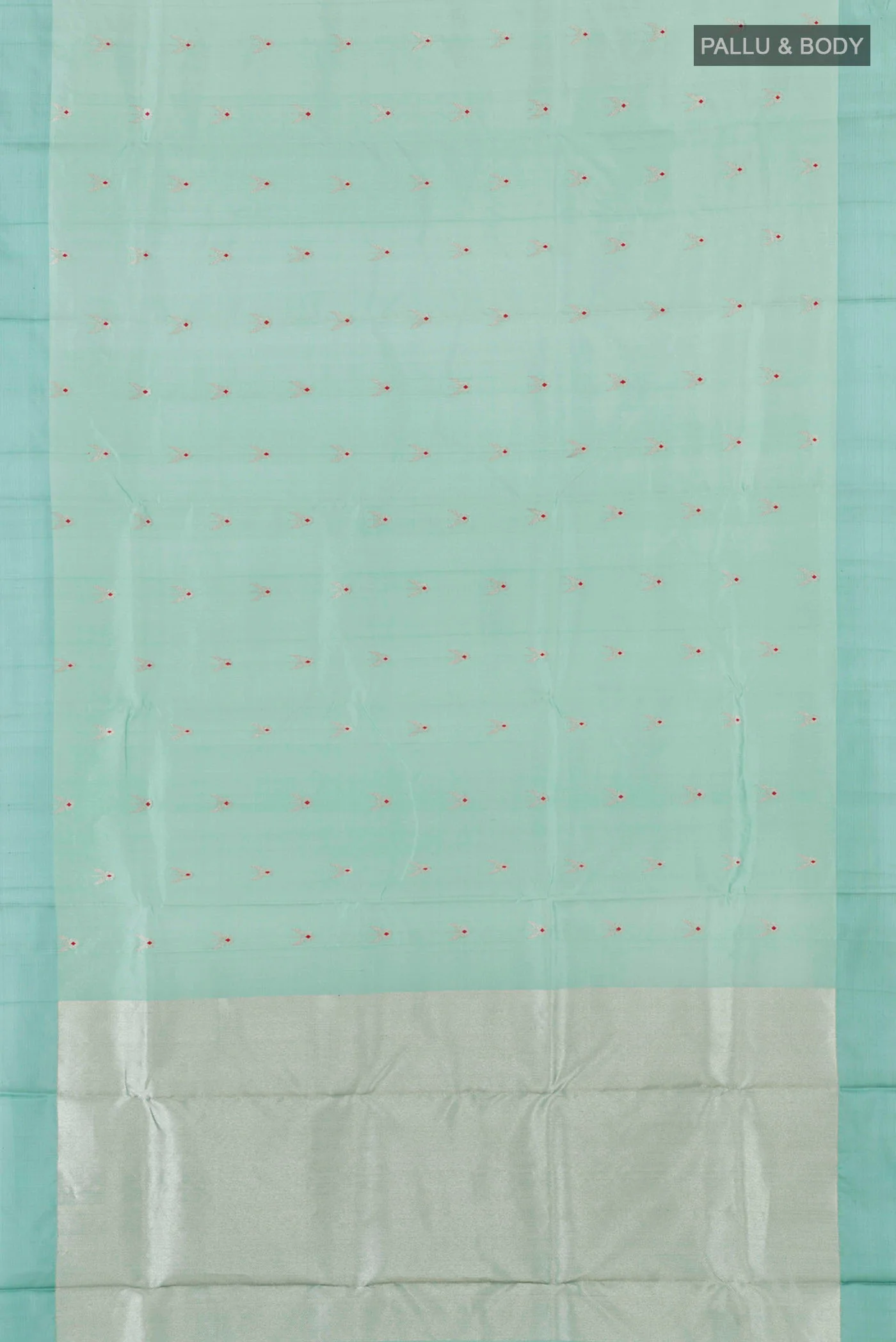 Turquoise Chanderi Silk Saree - Image 6