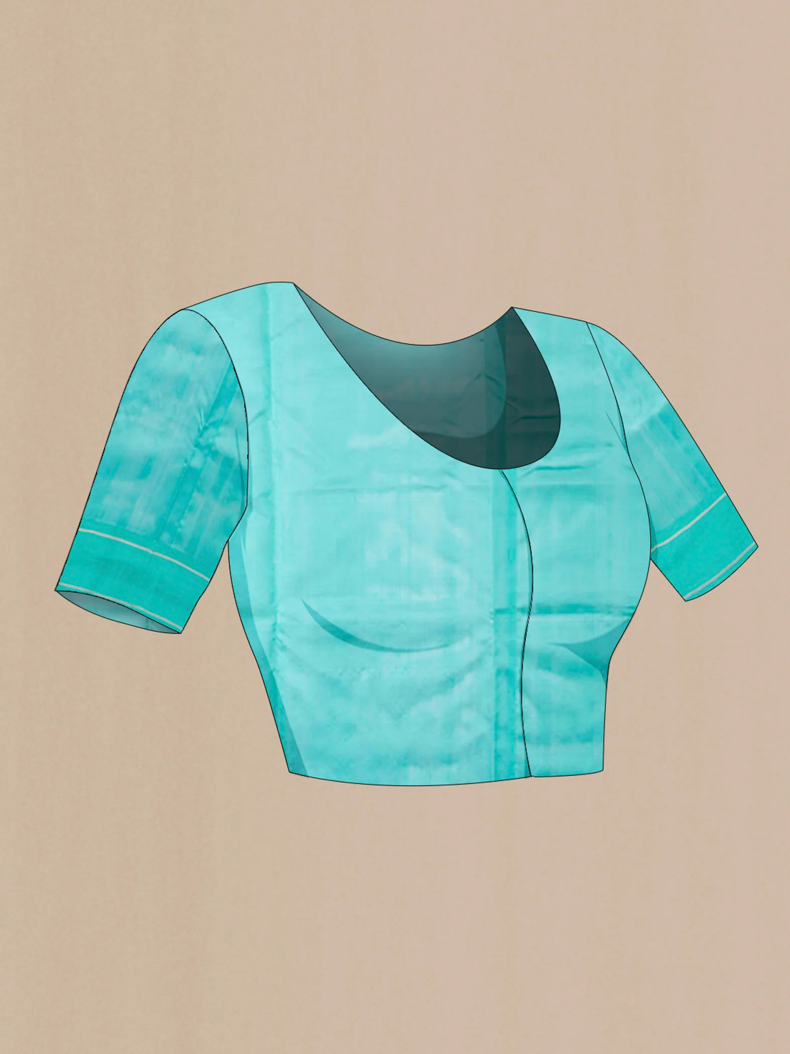 Turquoise Chanderi Silk Saree - Image 5