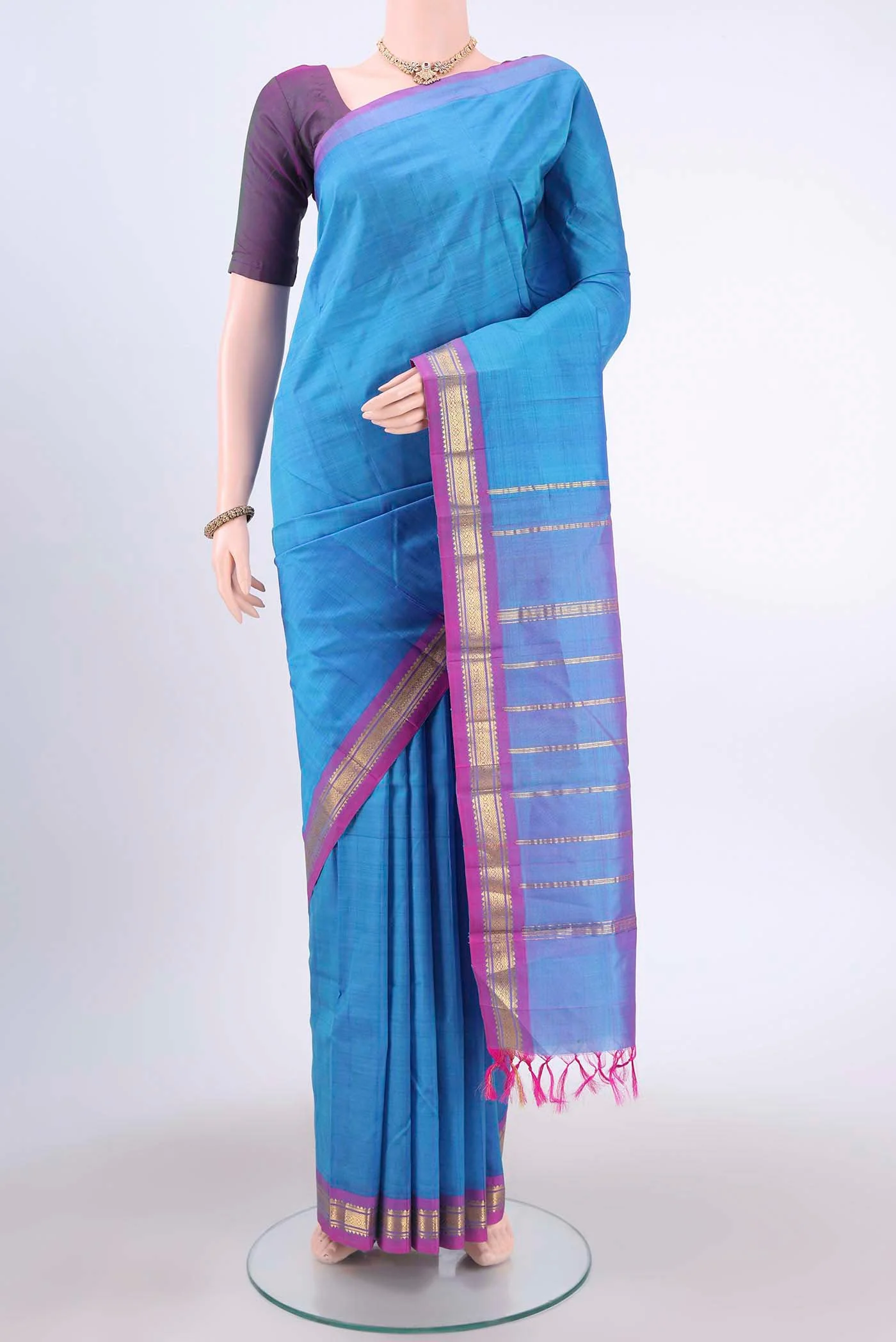 Turquoise Kanjivaram Silk Saree