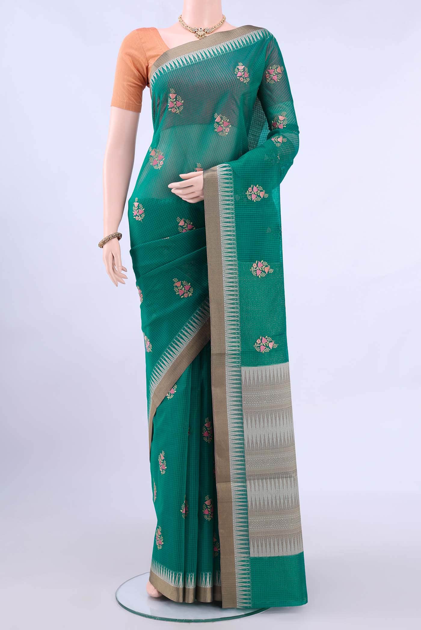 Turquoise Kota Cotton Saree