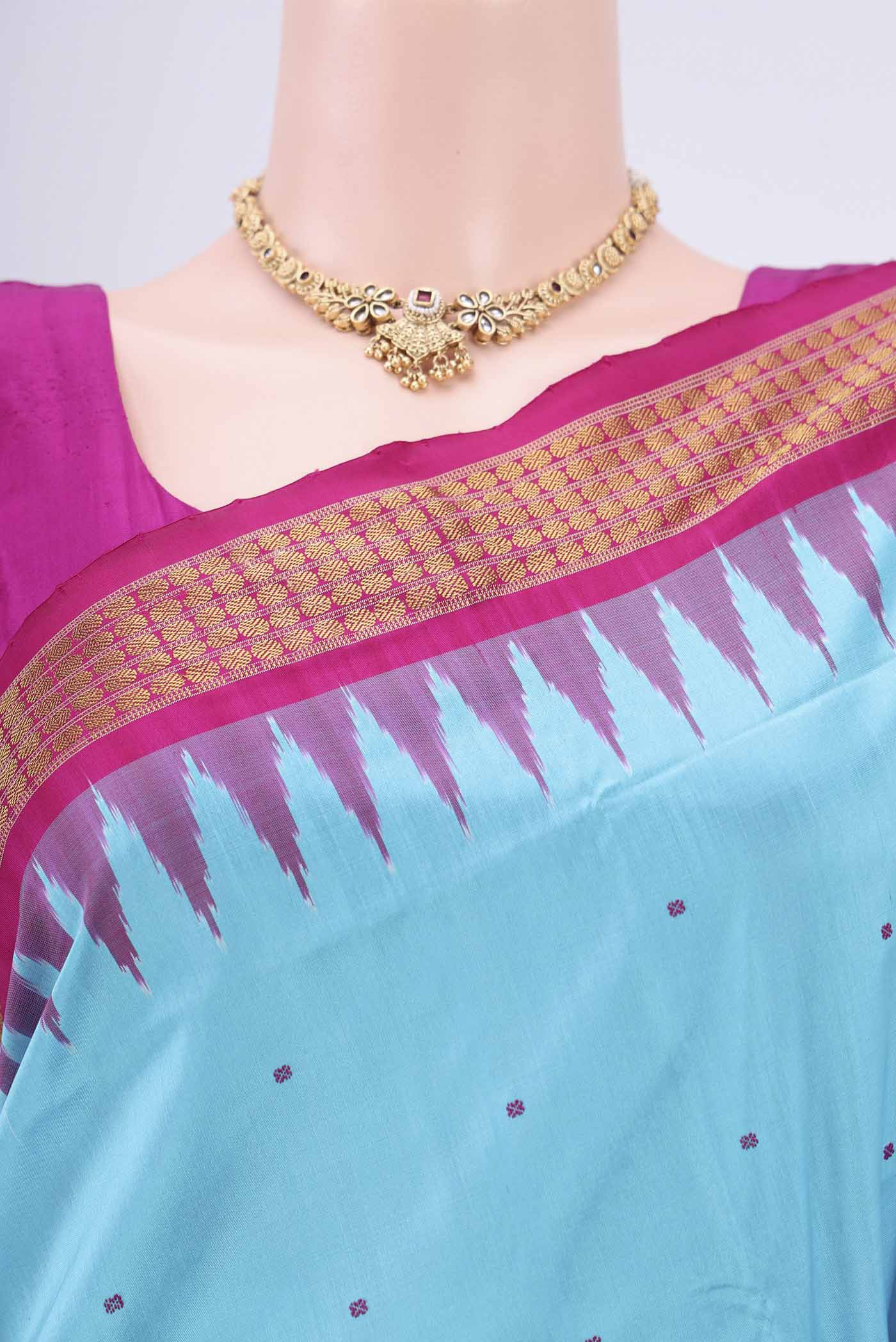 Light Blue Orissa Silk Saree - Image 2