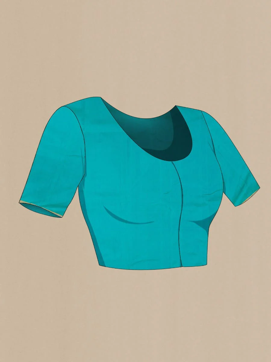 Vanashree-Turquoise Kanchipuram Silk Saree - Image 10