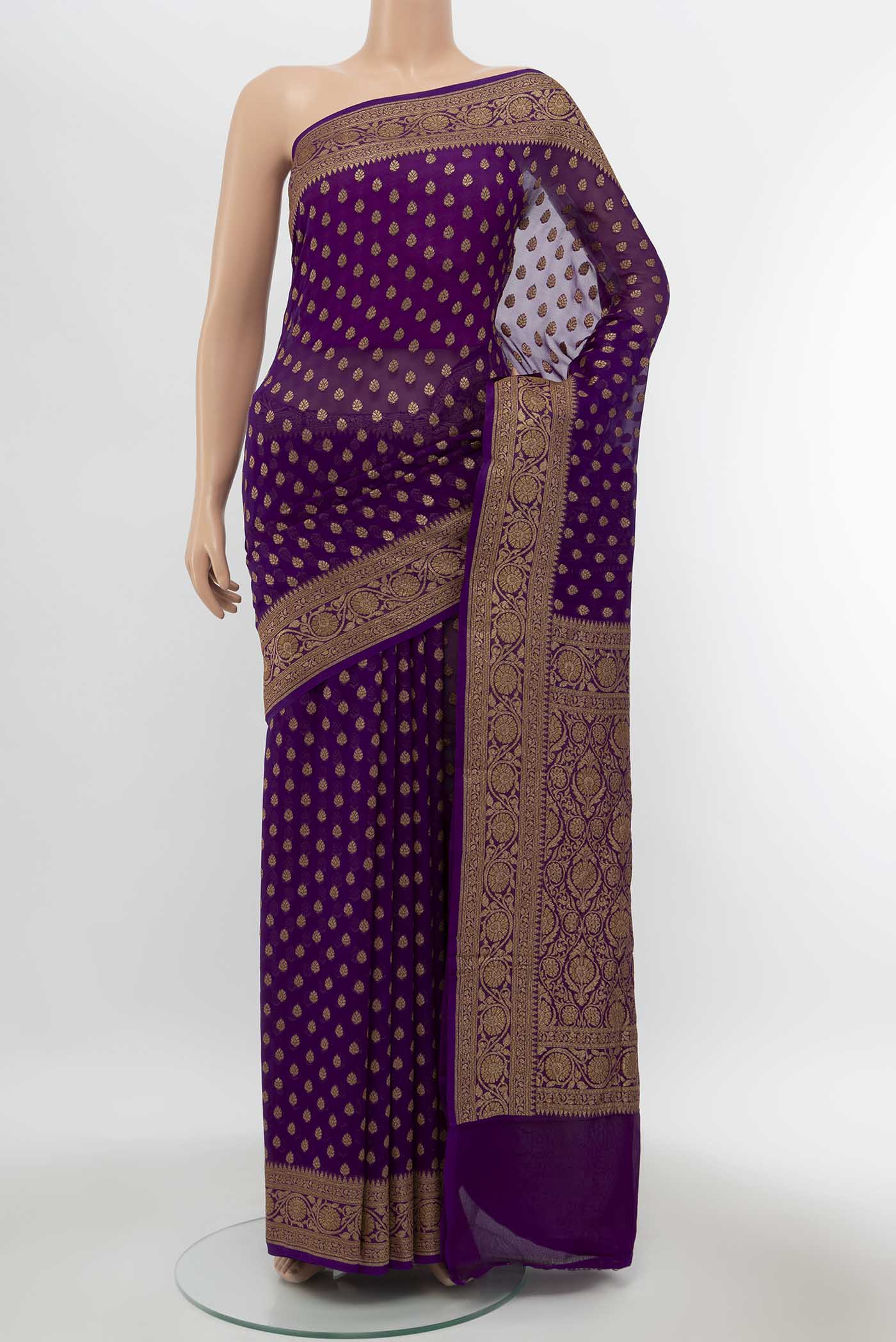 Violet Banarasi Georgette Saree