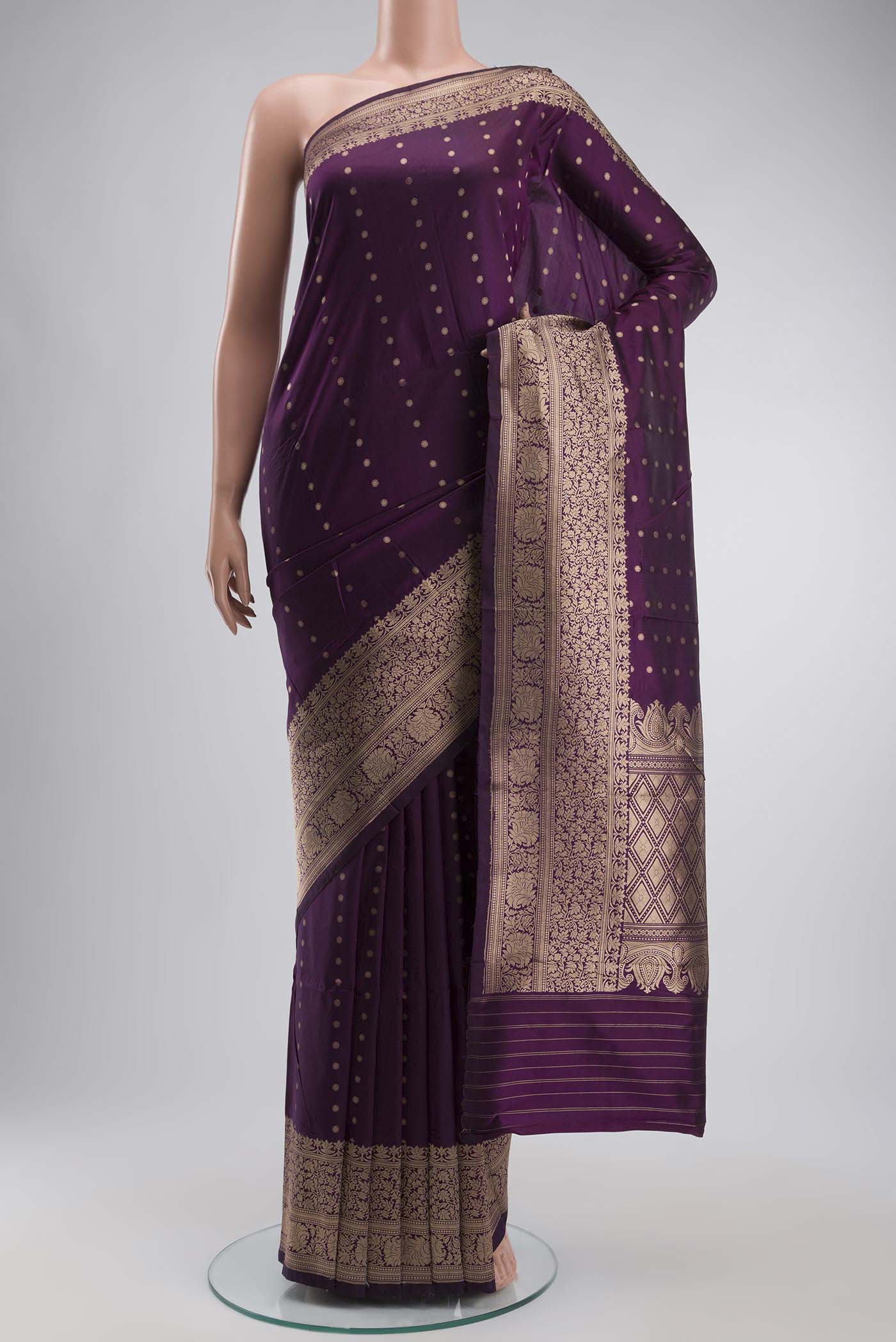 Violet Banarasi Katan Silk Saree