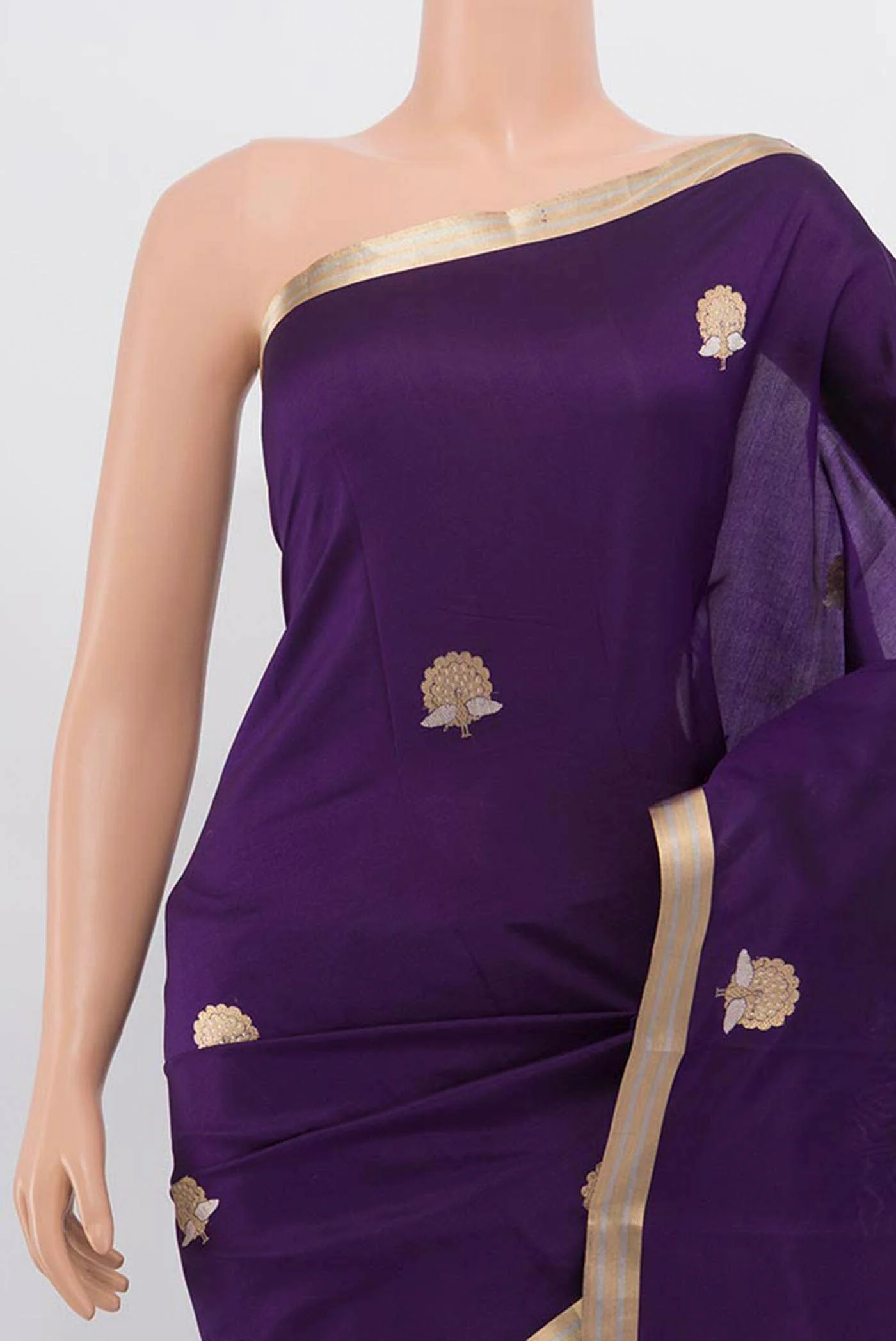 Violet Banarasi Silk Saree - Image 2