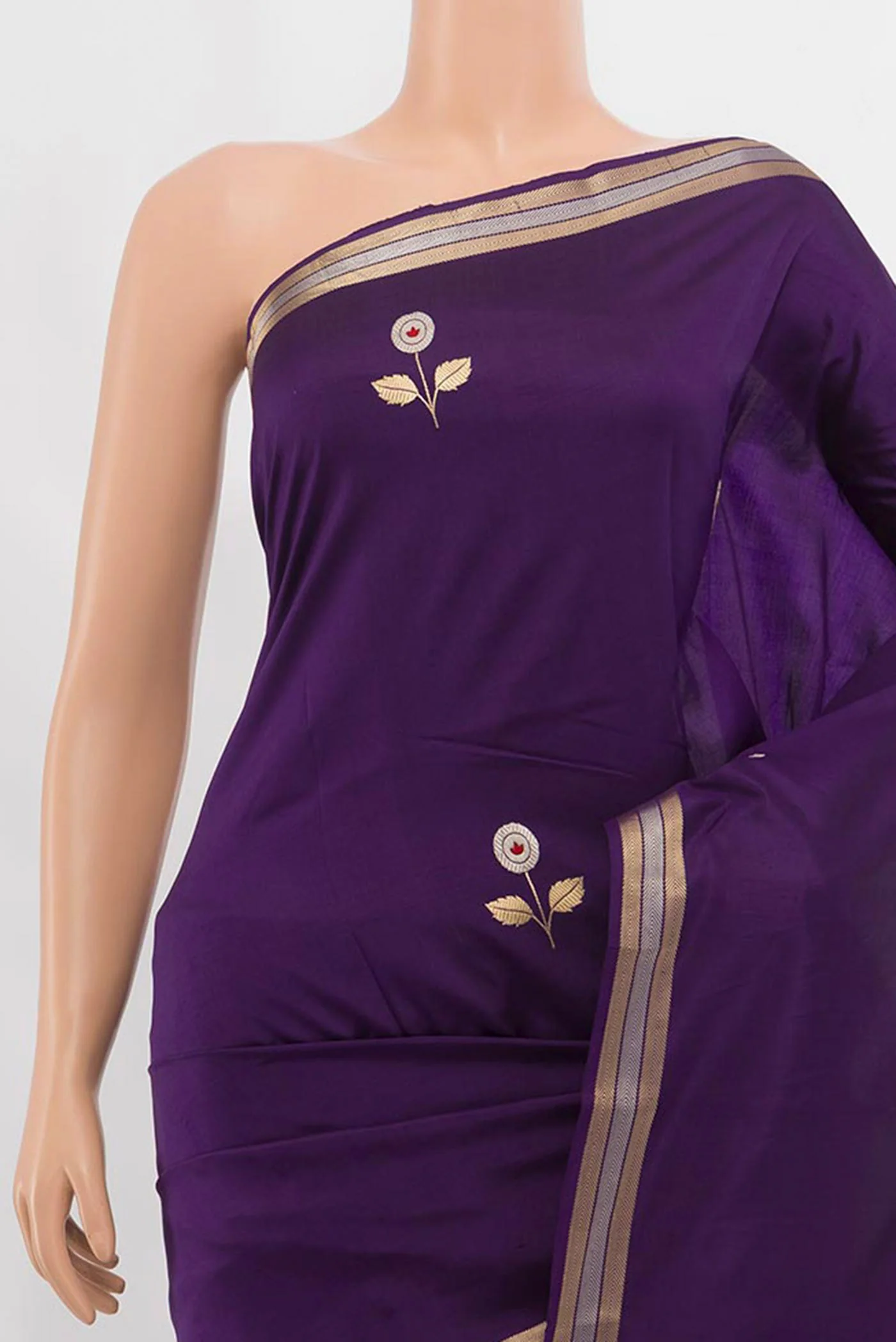 Navy Blue Banarasi Silk Saree - Image 2