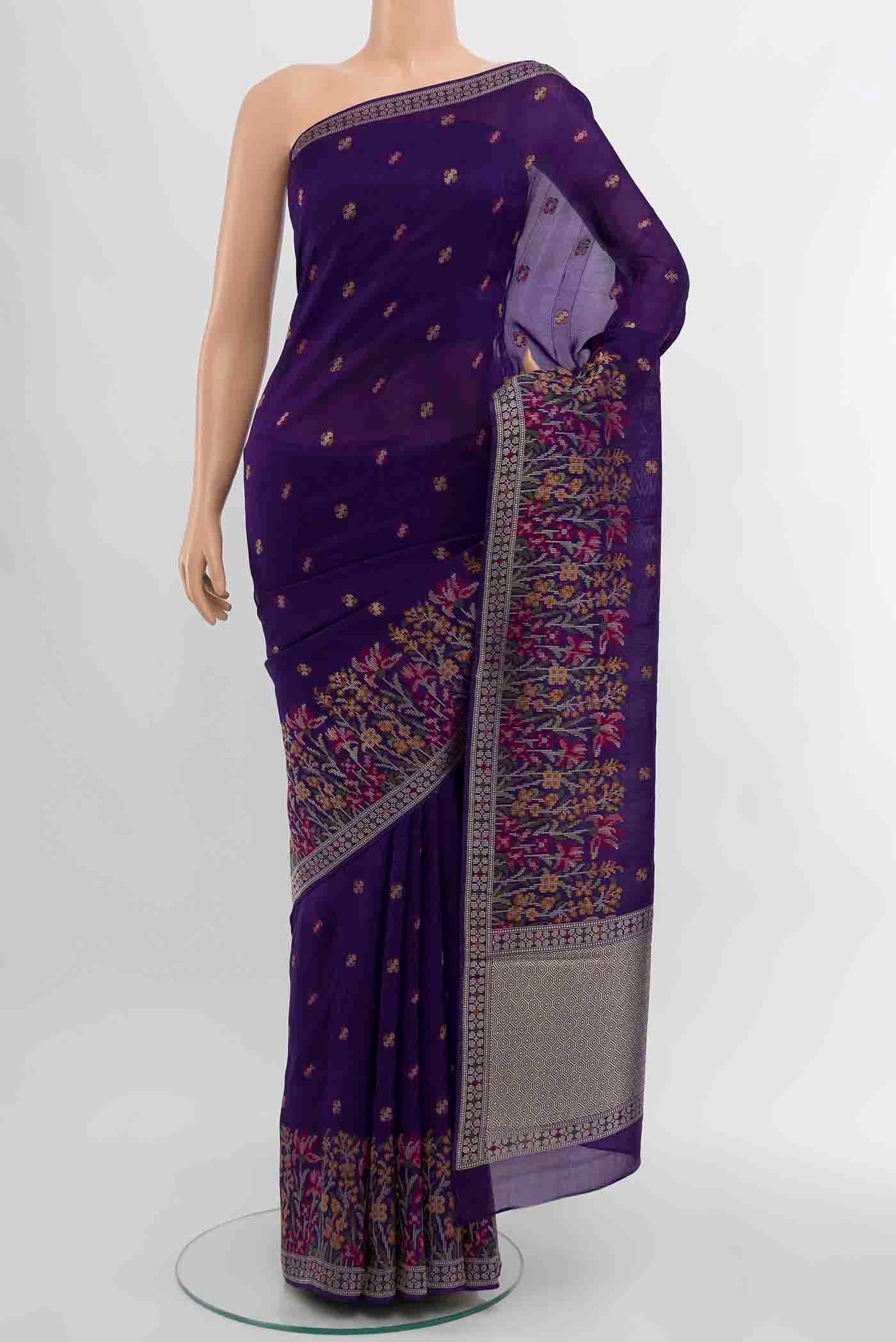 Violet Banarasi Raw Silk Saree