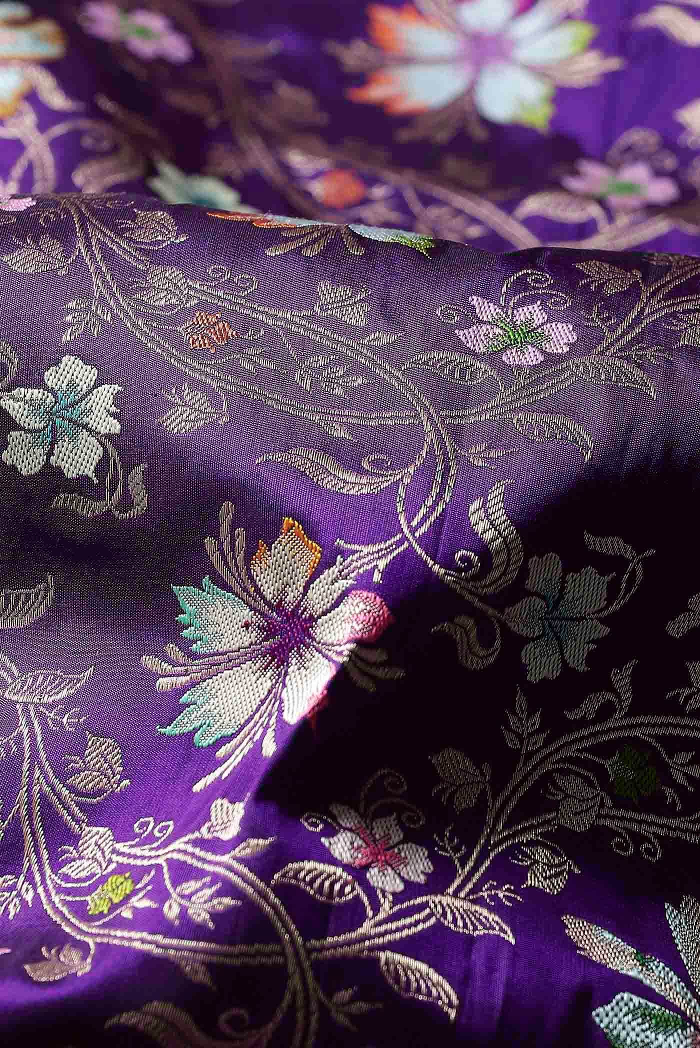 Violet Banarasi Silk Saree - Image 3