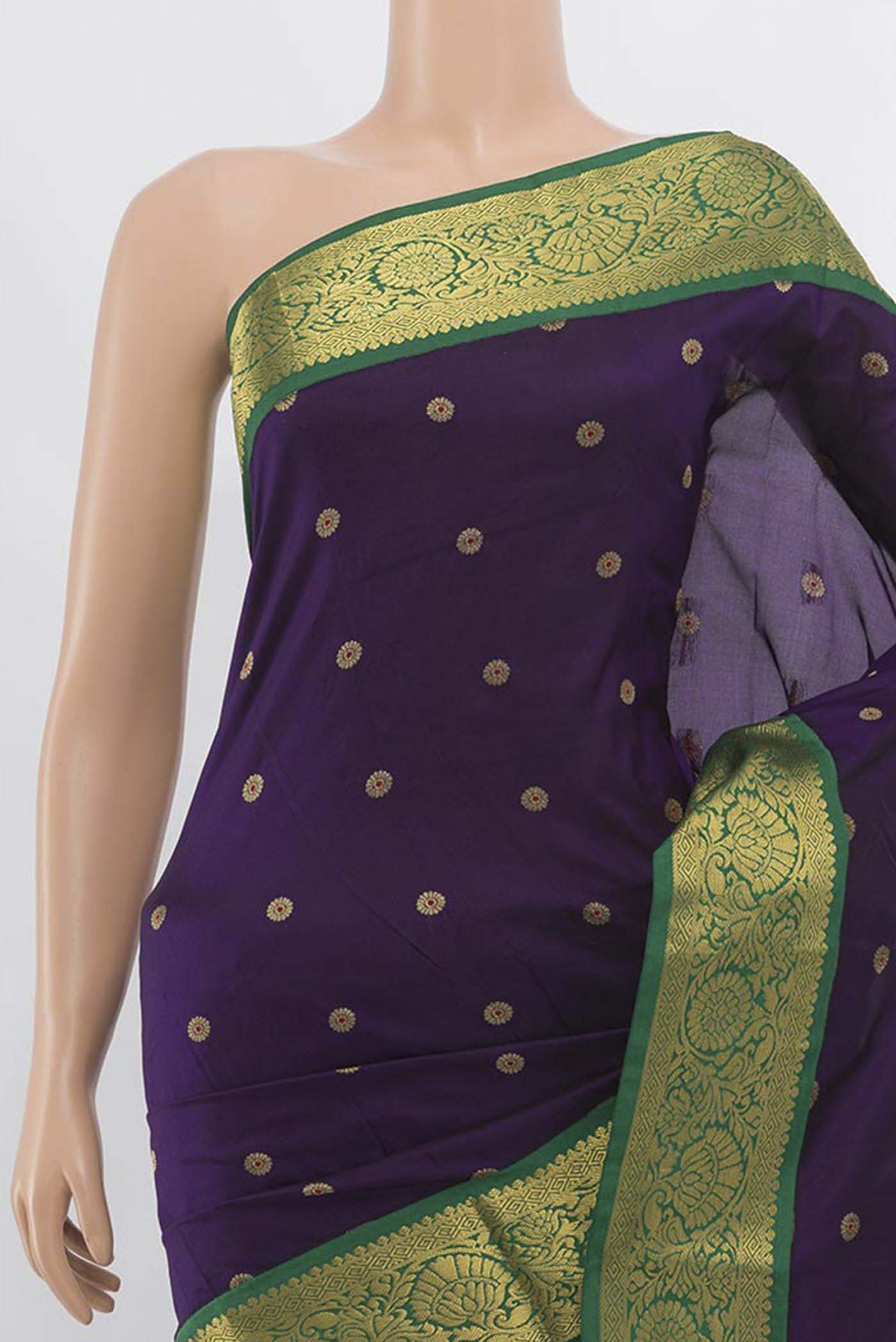 Navy Blue Bangalore Silk Saree - Image 2