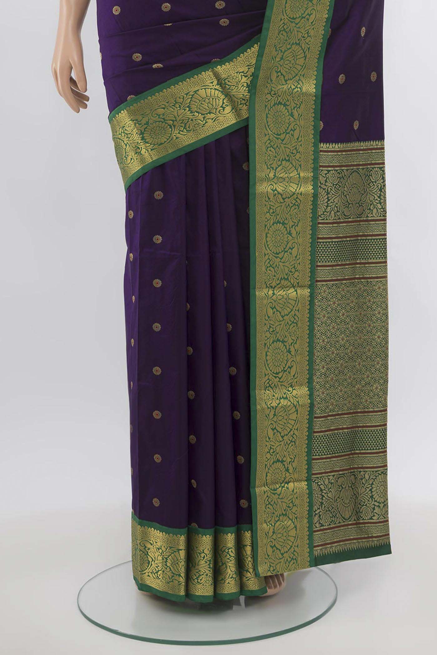 Navy Blue Bangalore Silk Saree - Image 3