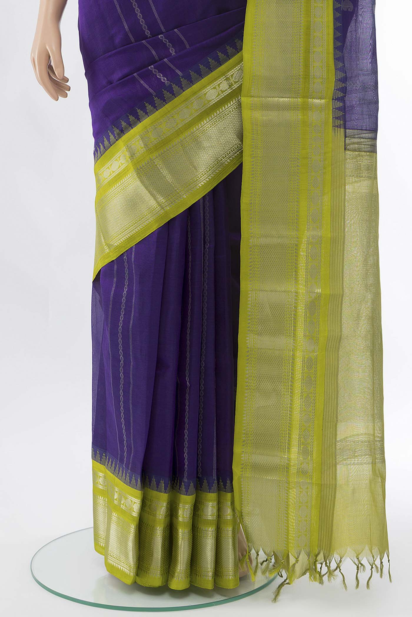 Violet Silk Cotton Saree - Image 3