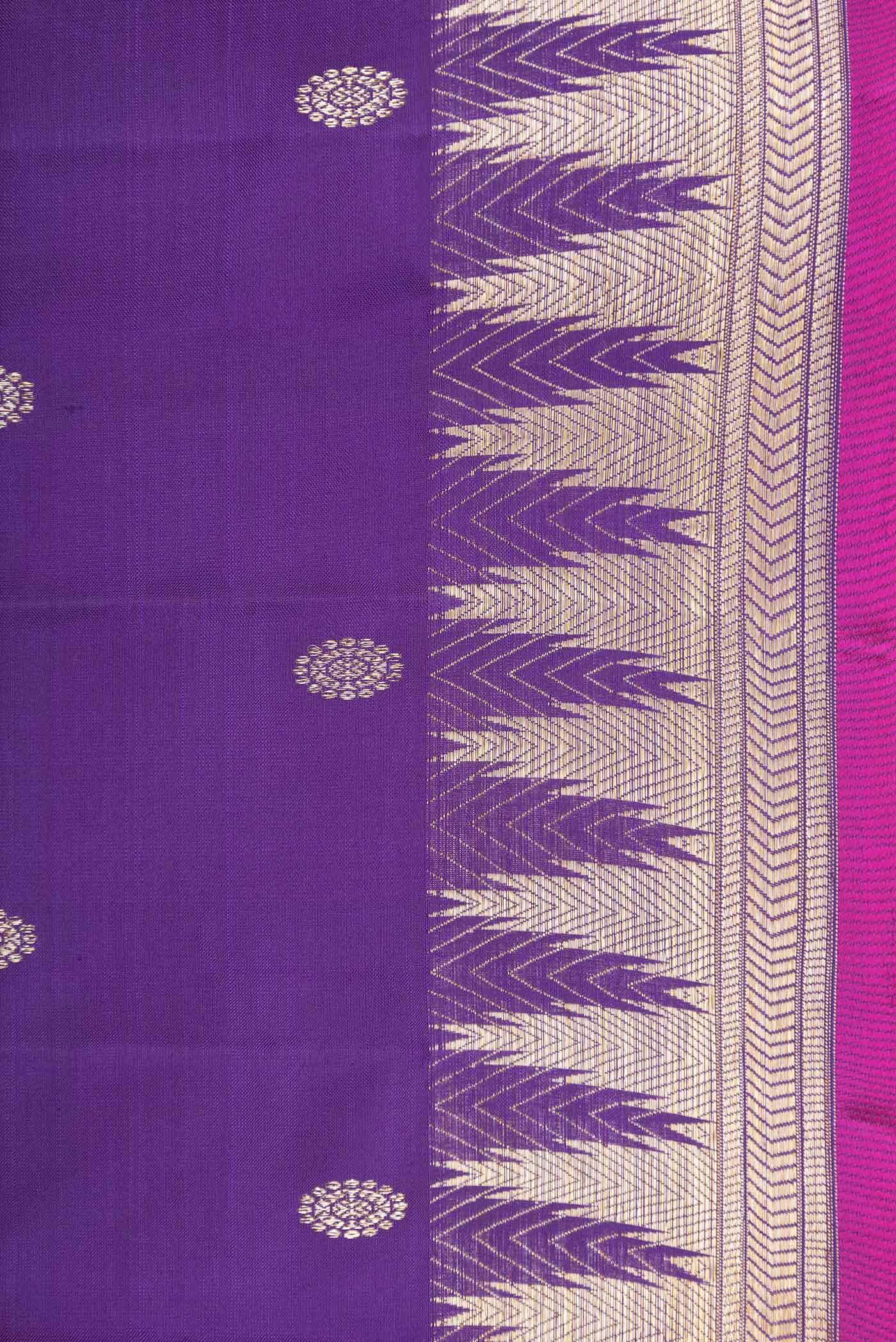 Violet Dual Tone Kanjivaram Silk Saree - Image 3