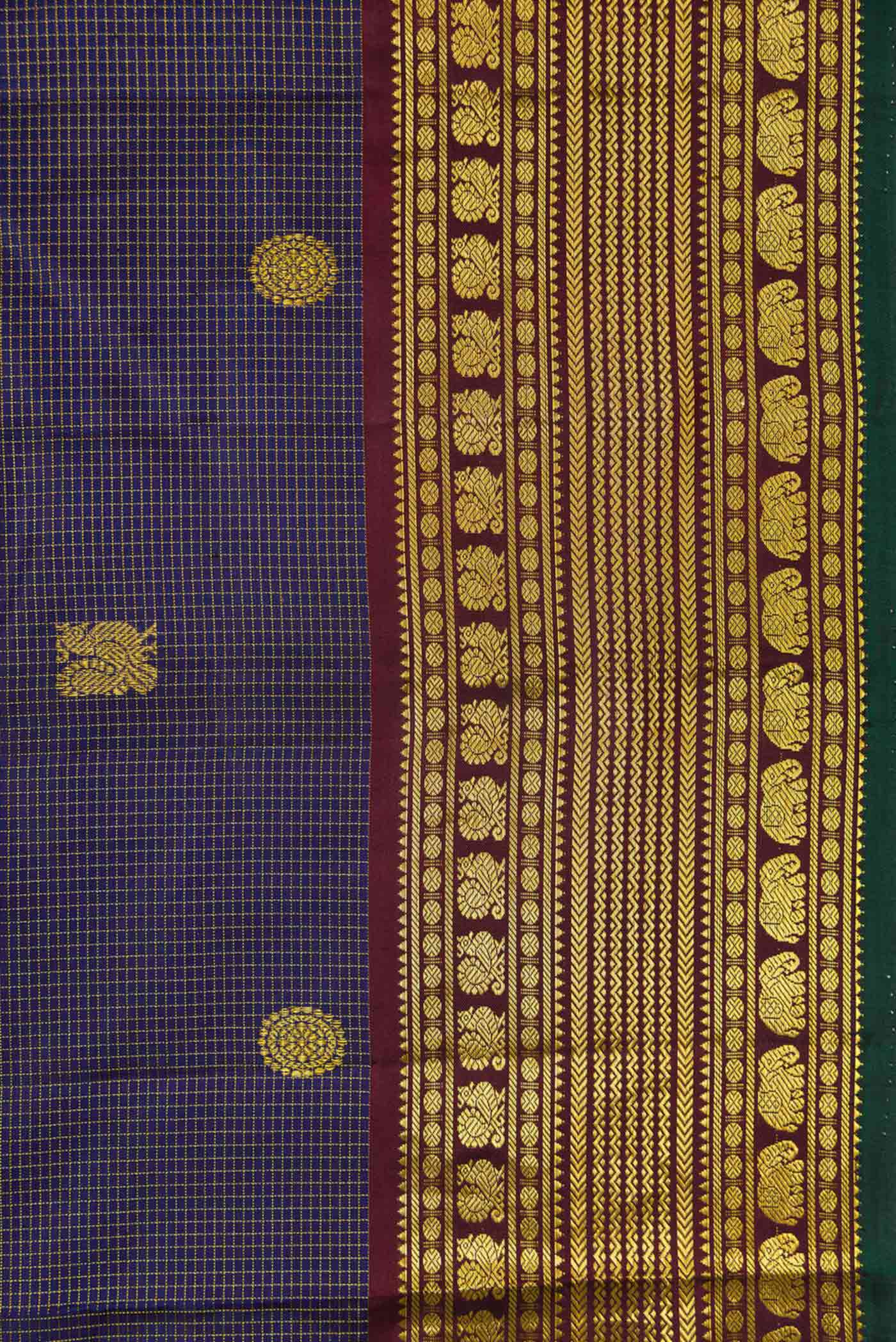 Navy Blue Kanjivaram Silk Saree - Image 4