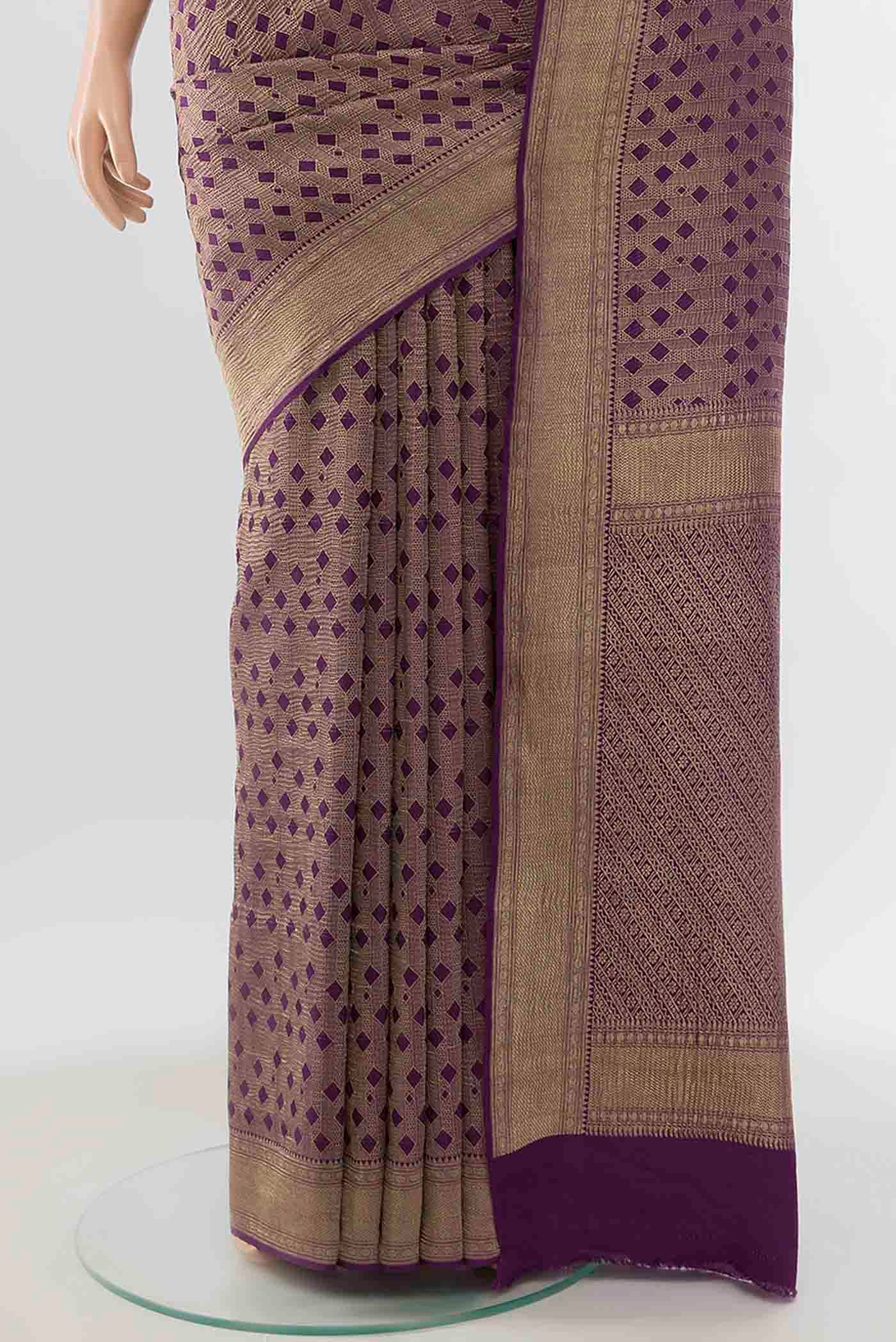 Violet Mysore Crepe Saree - Image 3