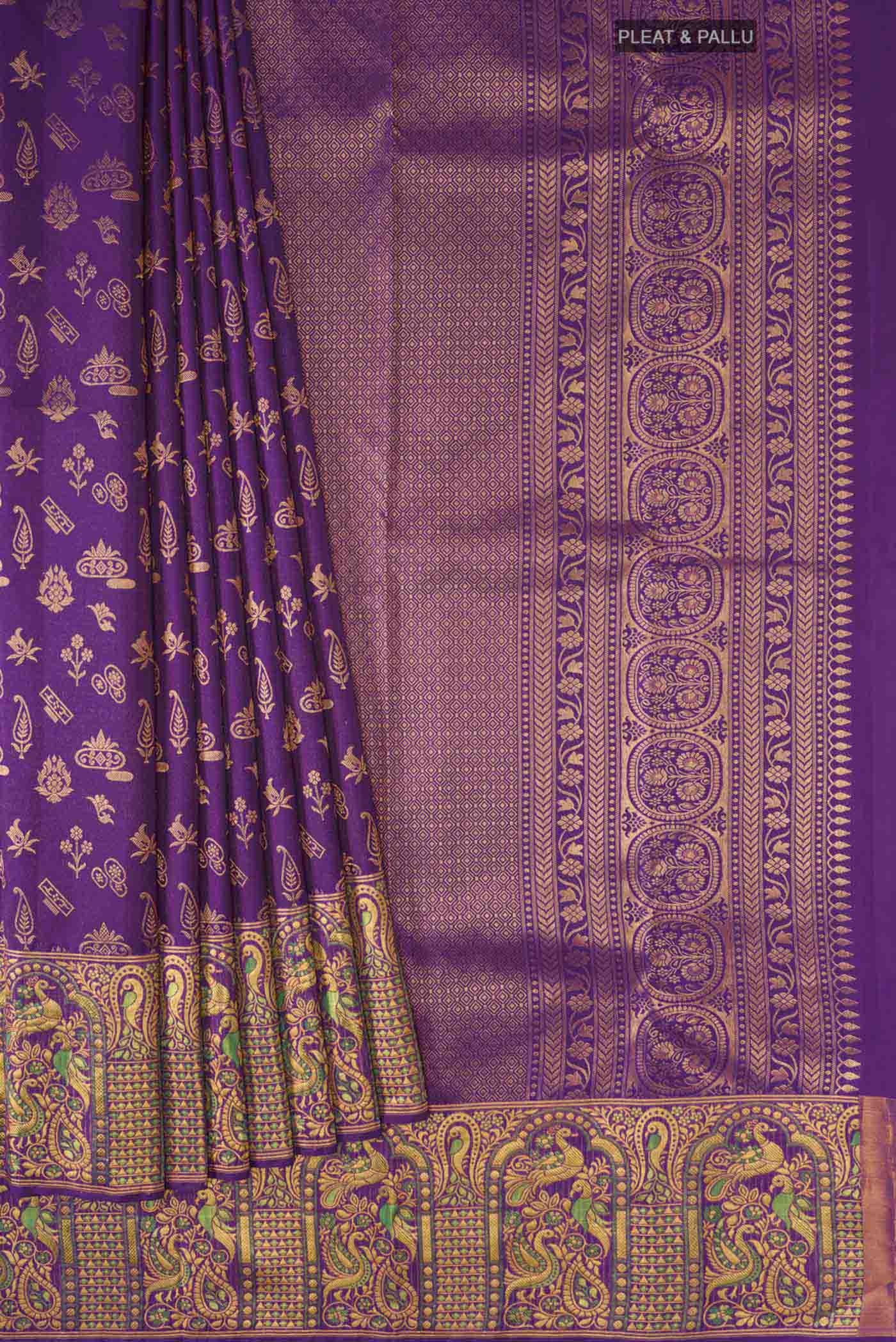 Violet Kanjivaram Silk Saree - Image 4